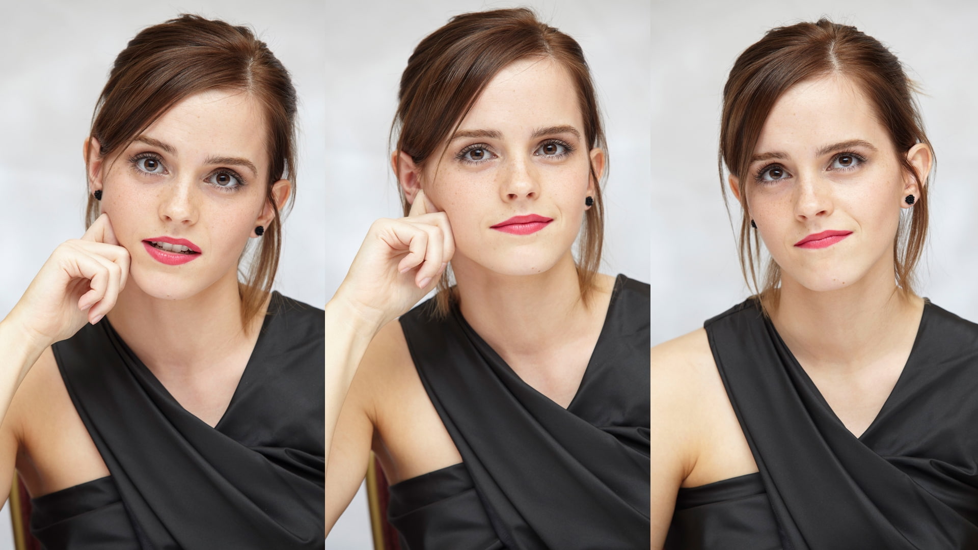 collage, short hair, 1080P, Emma Watson, celebrity, British, lipstick, actress, women, HD Wallpaper