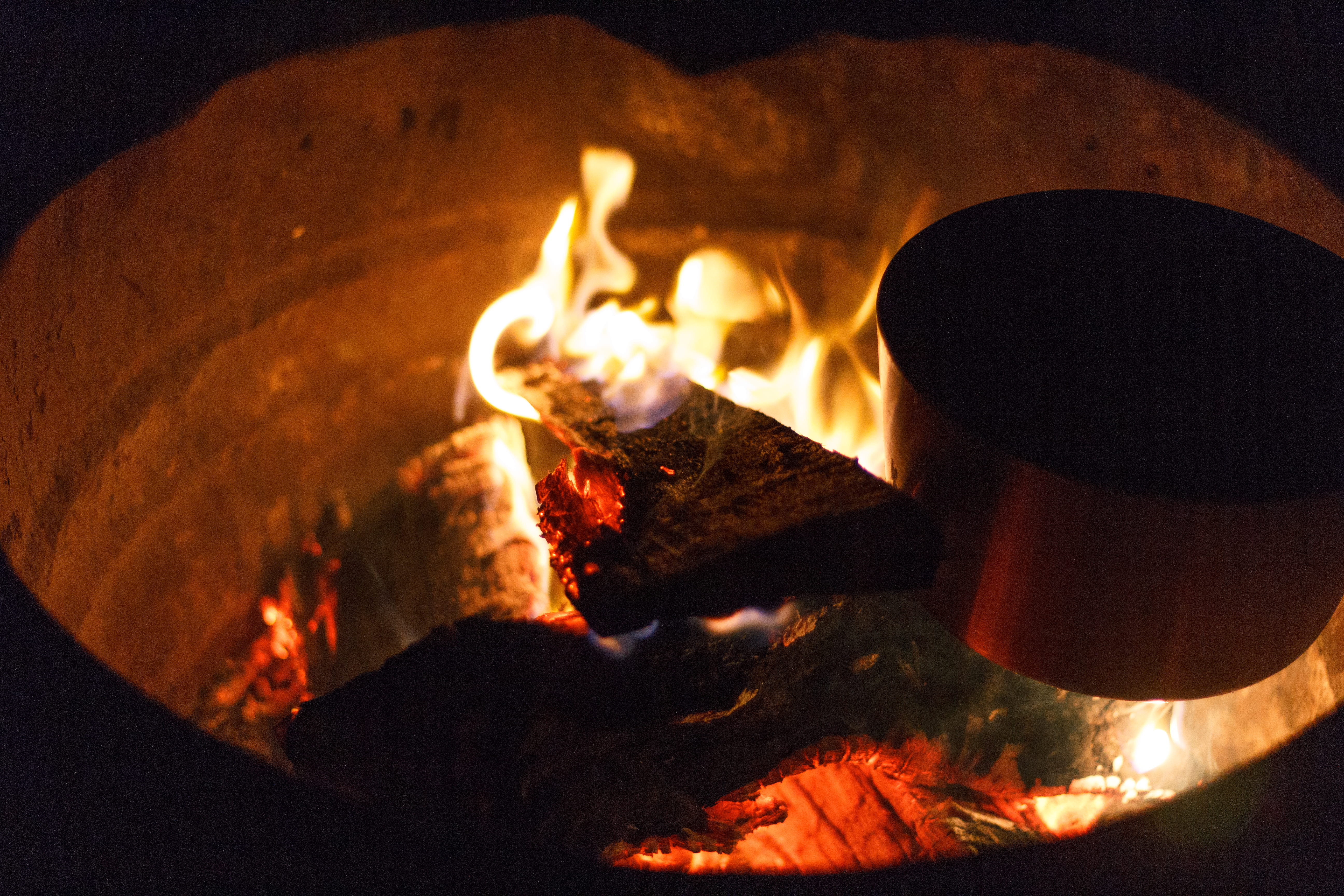 woods, fireplace, orange color, fire - natural phenomenon, glowing, heat - temperature, camping, cooking, united states, nature, fire, no people, lake, HD Wallpaper