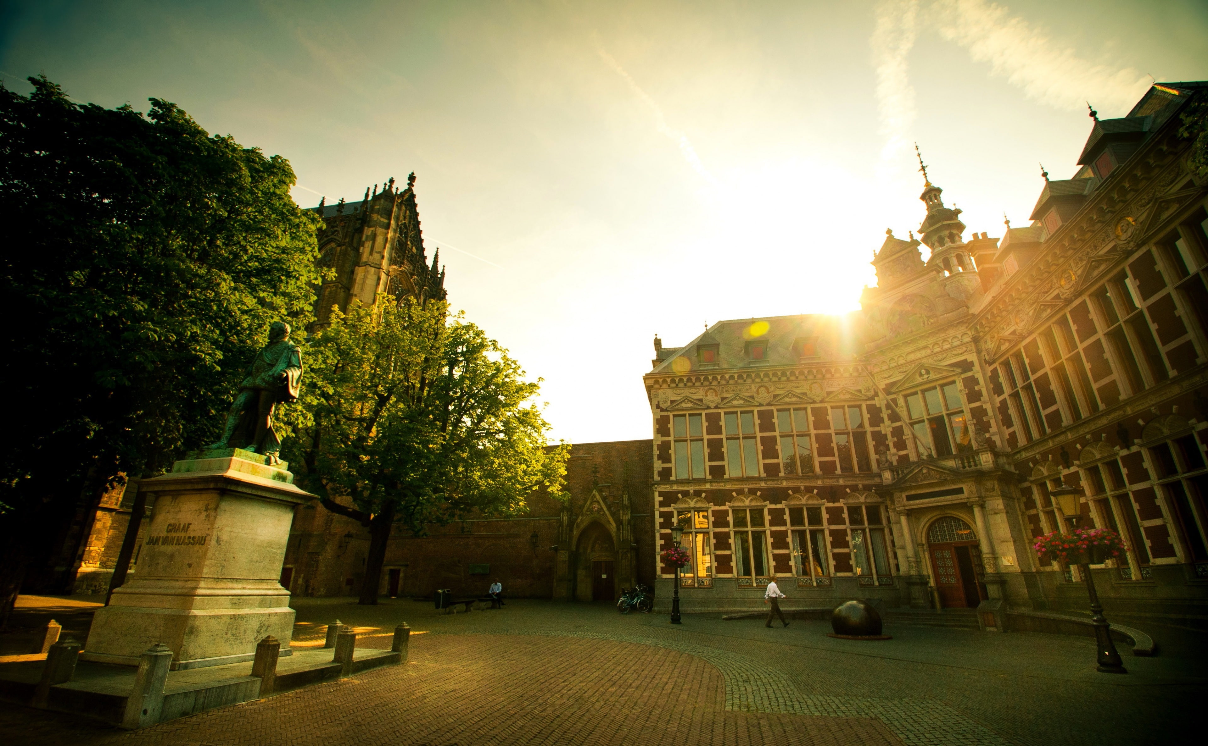 tourism, Utrecht, concrete, City, Netherlands, Photography, tree, The Netherlands, University, building exterior, history, architecture, backlight, plant, HD Wallpaper