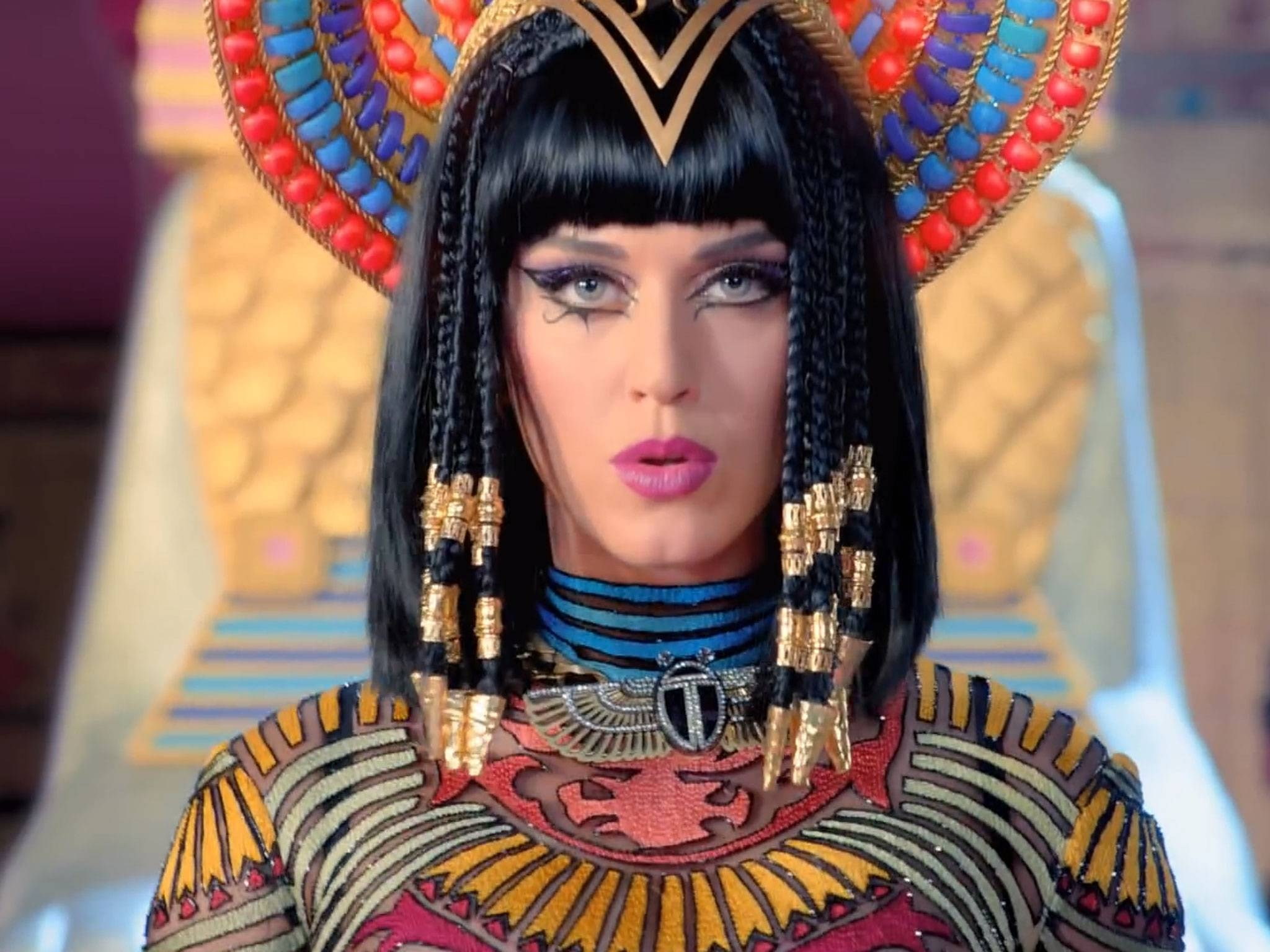 headwear, 1080P, beautiful woman, headshot, one person, close-up, make-up, focus on foreground, katy perry  desktop backgrounds, headdress, portrait, fashion, HD Wallpaper