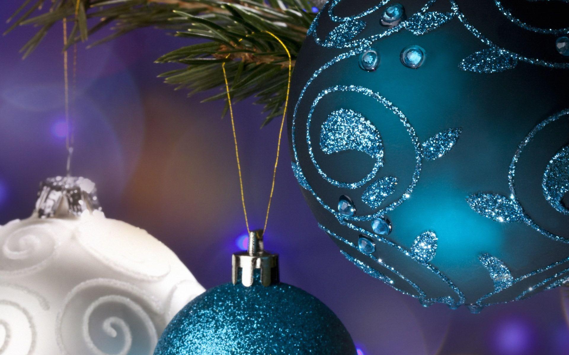 decoration, 3d and abs, ornaments, xmas, glittered, blue, harmony, glowing, seasonal, photography, christmas, abstract, balls, 1080P, HD Wallpaper
