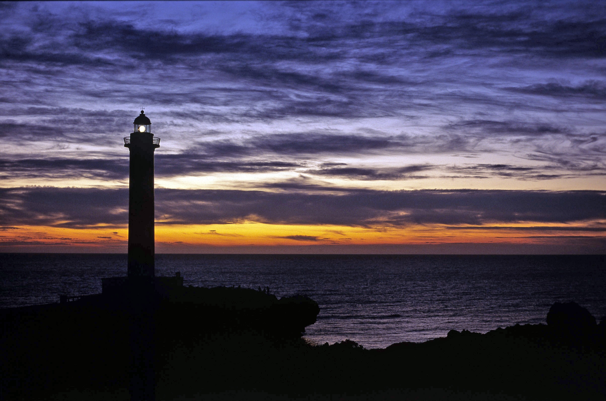 sky, sunset, outdoors, cloud - sky, scenics - nature, blackness, glow, horizon over water, sea, water, color, tranquil scene, lighthouse, dark, guide, building exterior, HD Wallpaper