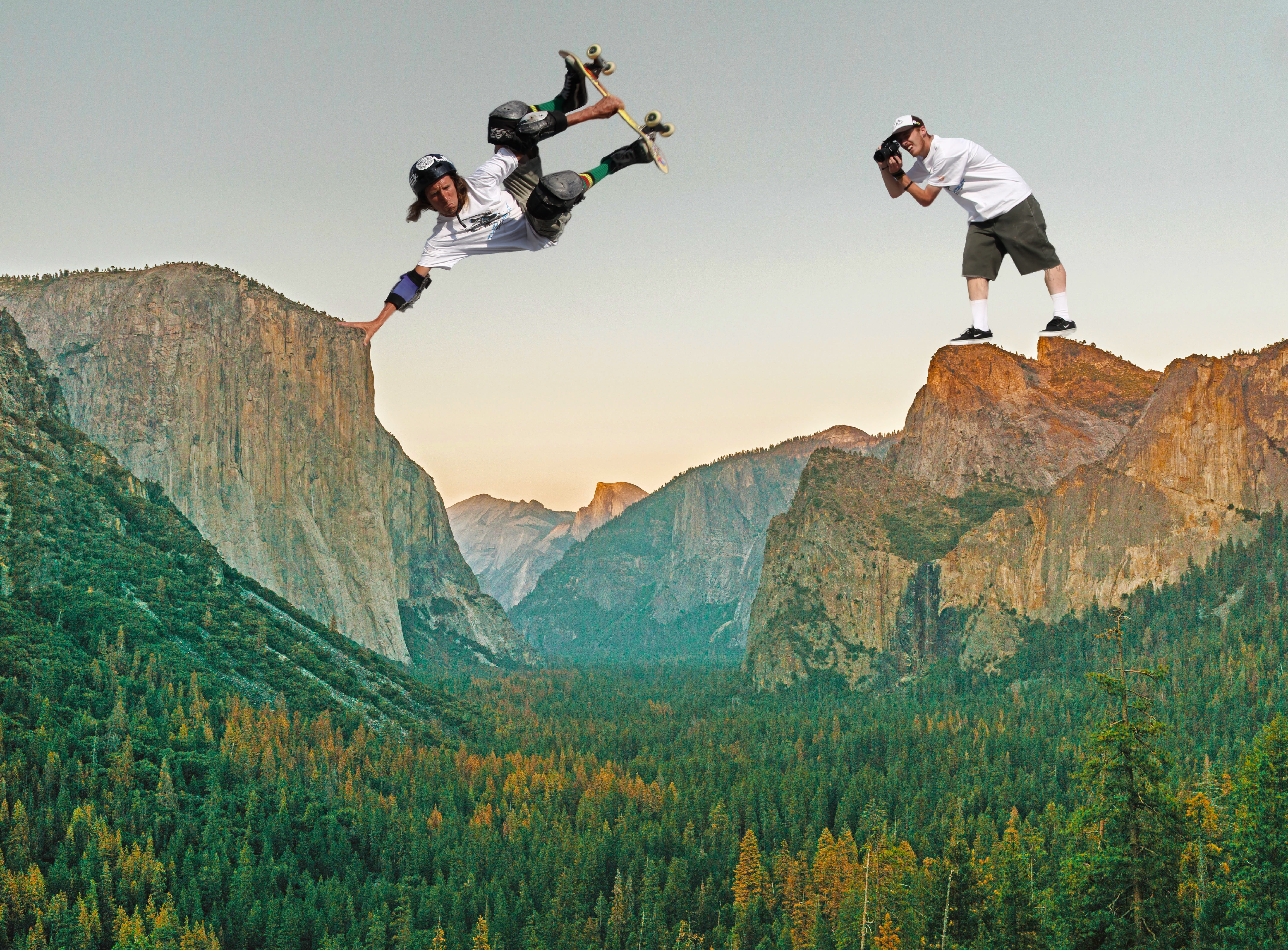 sport, focus, nature, male, fun, photographer, full length, risk, sky, real people, dynamic, forest, perspective, skateboard, rock, jumping, landscape, HD Wallpaper