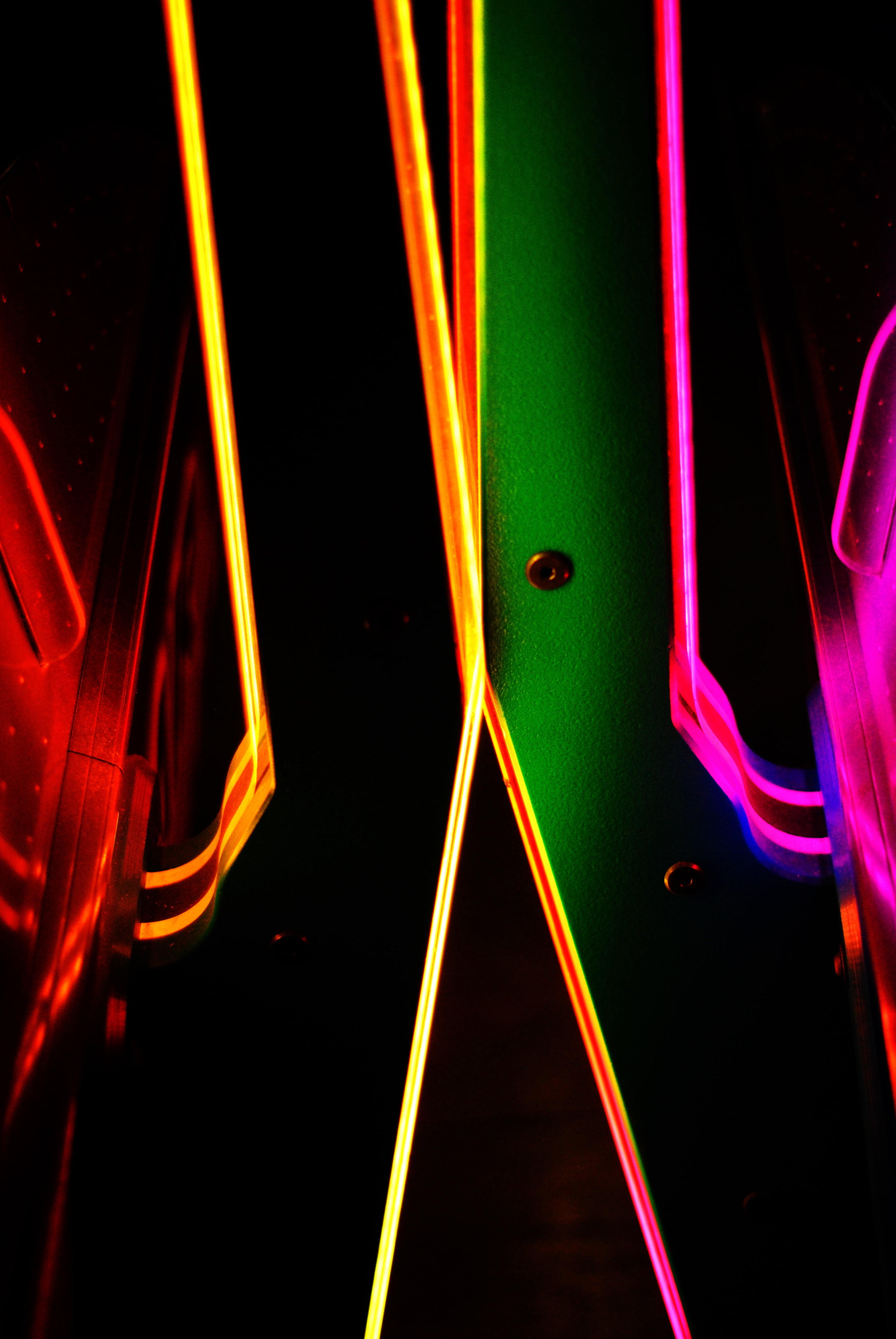 4K, no people, long exposure, red, laser, assorted, backgrounds, lighting Equipment, neon, architecture, bright, purple, illuminated, blue, creativity, Phone HD Wallpaper