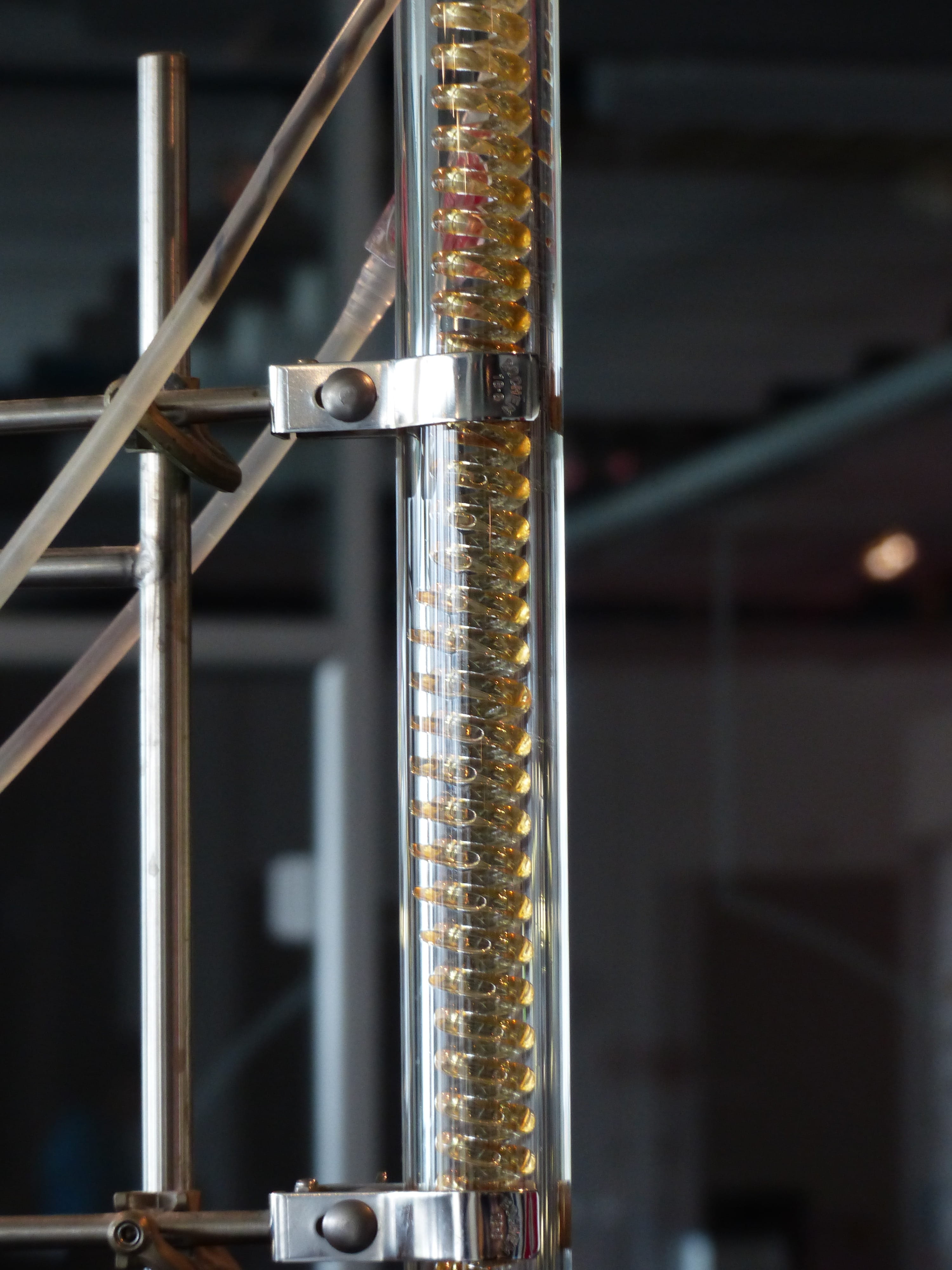 security, chemistry, Glass, no people, pipe - tube, glass bulb, silver colored, metal, built structure, architecture, hanging, technical glass, safety, Phone HD Wallpaper