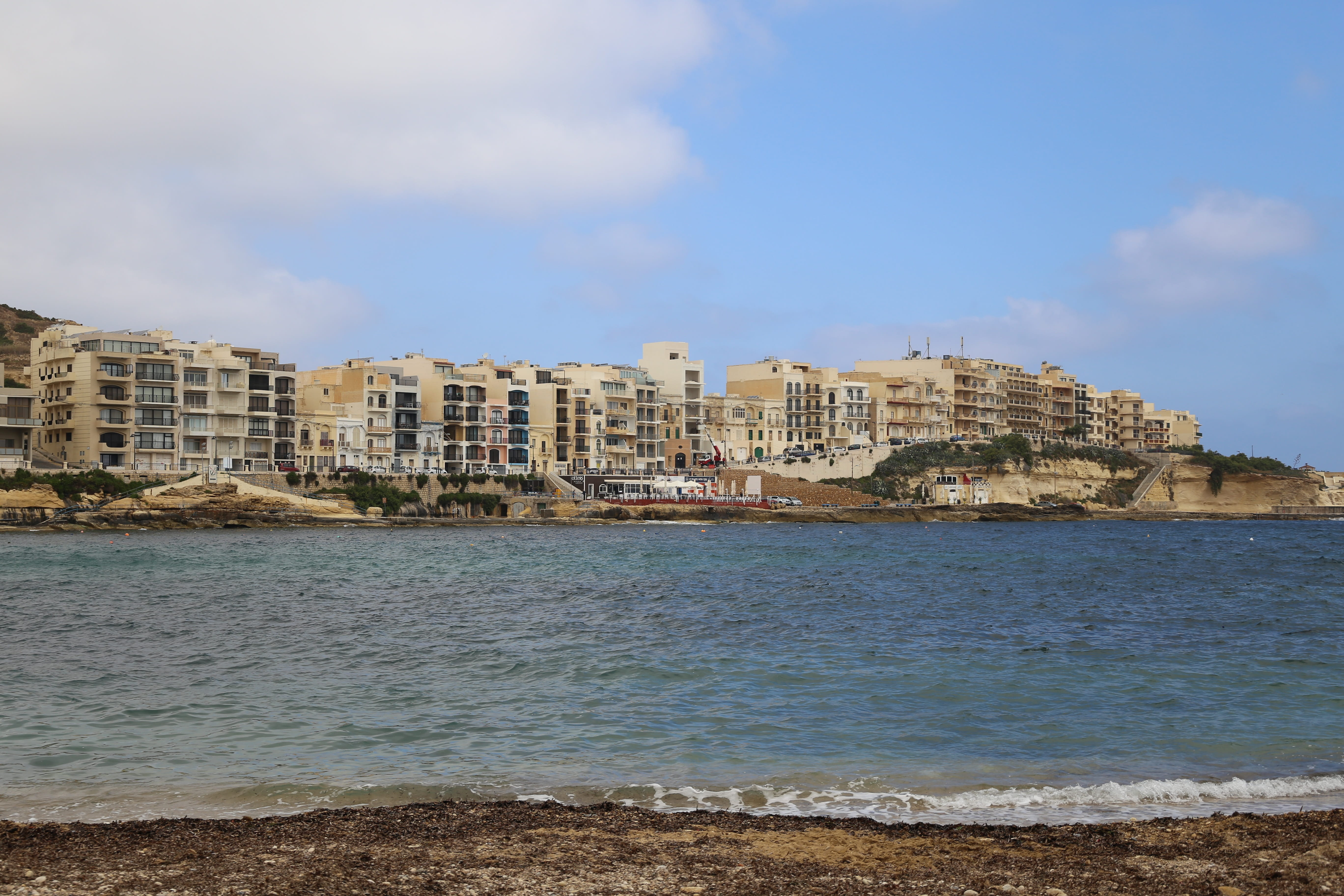 malta, sunlit, outdoors, built structure, no people, day, sea, architecture, scenics - nature, sky, gozo, landscape, calm, cloud - sky, vibrant, building, HD Wallpaper