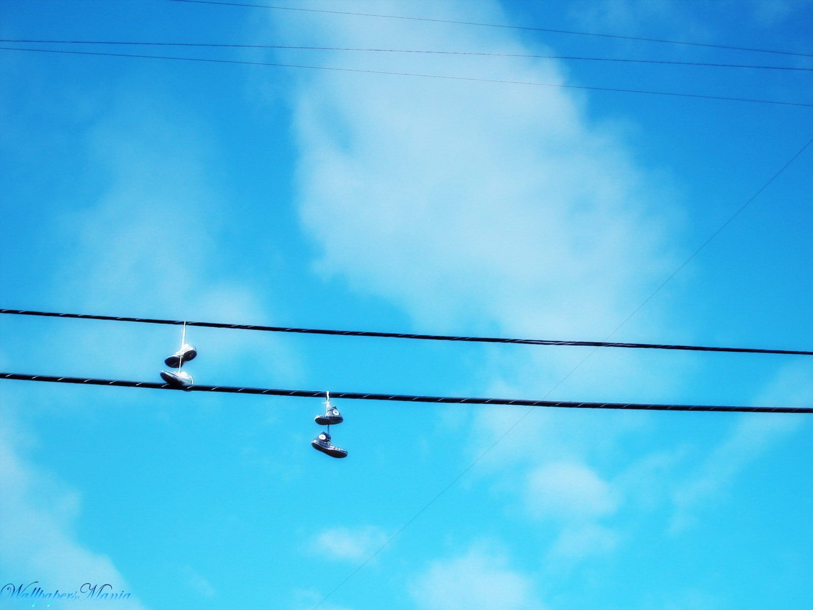 Wire, shoes, the sky, 720P, HD Wallpaper
