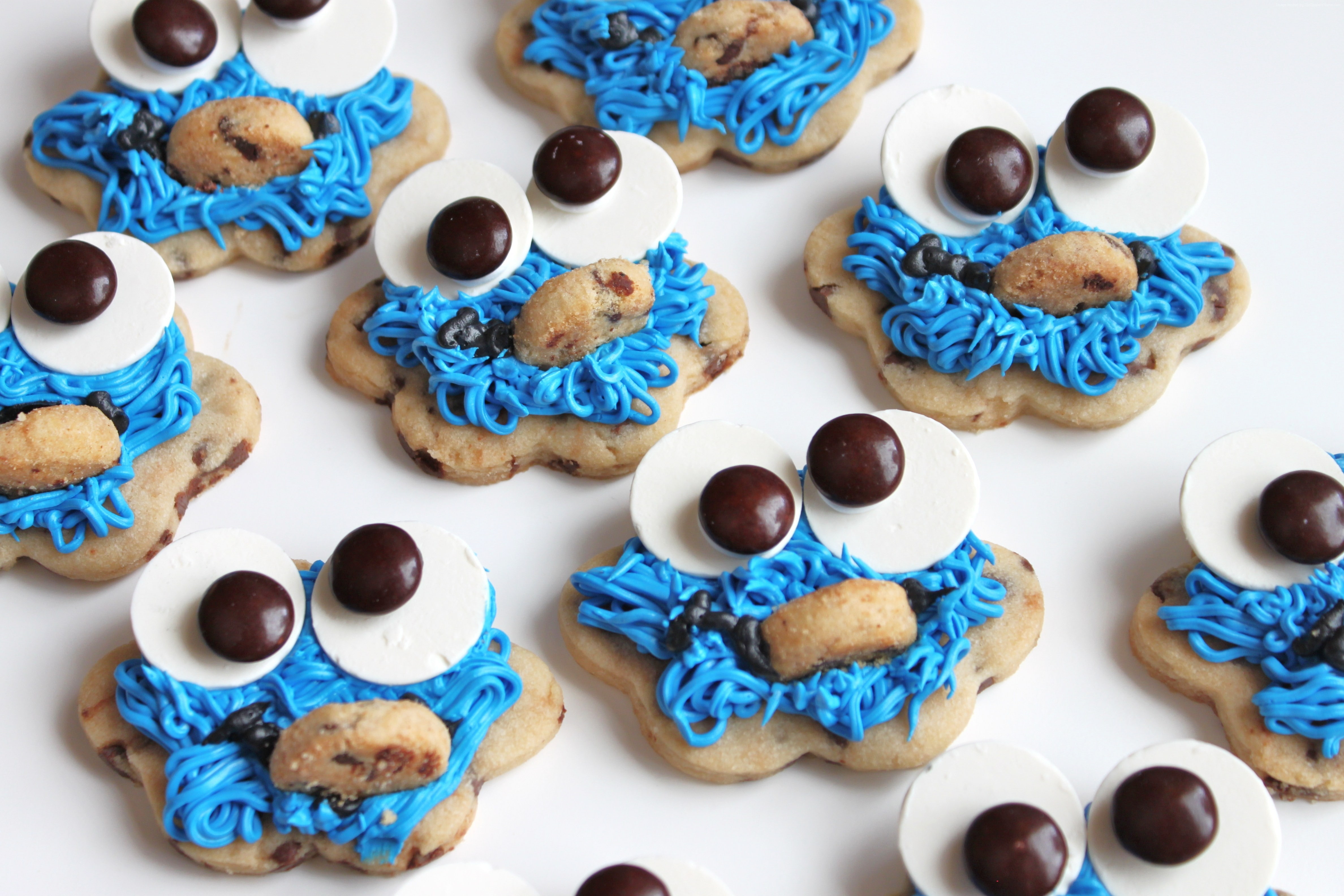 hair, cooking, 4K, monster cookie, cookies, recipe, eyes, blue, mouth, HD Wallpaper