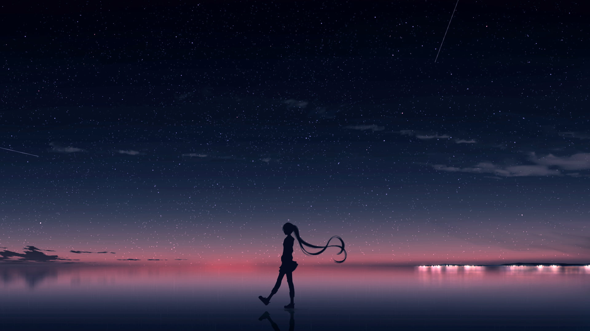 nature, stars, 1080P, digital, anamorphic, space art, people, art installation, water, space, HD Wallpaper