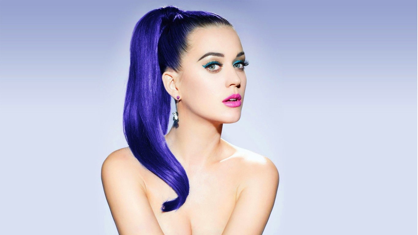 purple, beautiful people, hairstyle, one person, beautiful woman, blue hair, human body part, adult, beauty, Katy Perry, make-up, 720P, fashion, glamour, HD Wallpaper