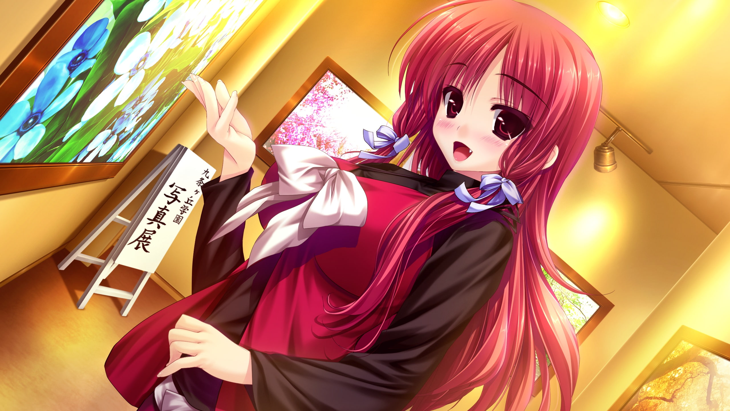 fang, recollection, shintaro, long, renjou, red, 2K, sayaka, game, clochette, prism, hair, HD Wallpaper