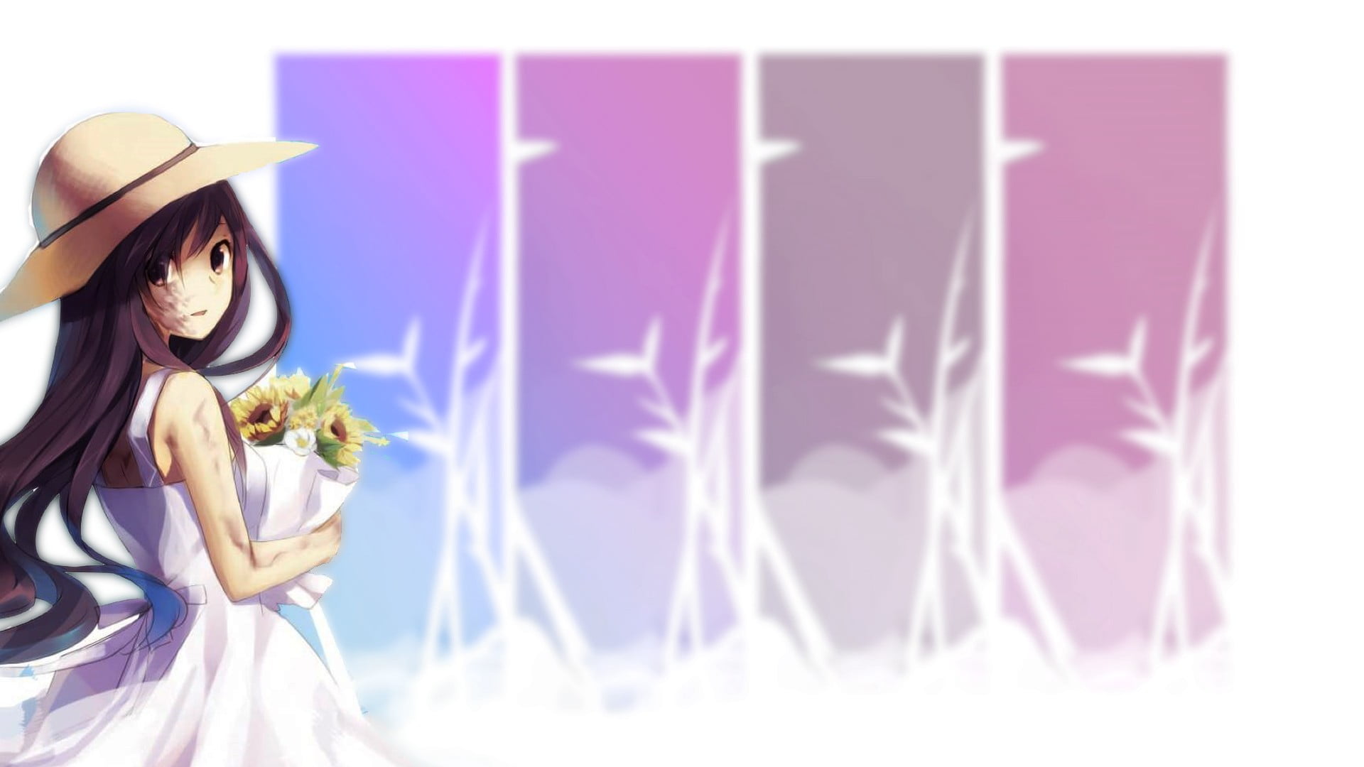 flower, 1080P, women, real people, beauty in nature, nature, happiness, Katawa Shoujo, standing, young adult, human representation, front view, flowering plant, HD Wallpaper
