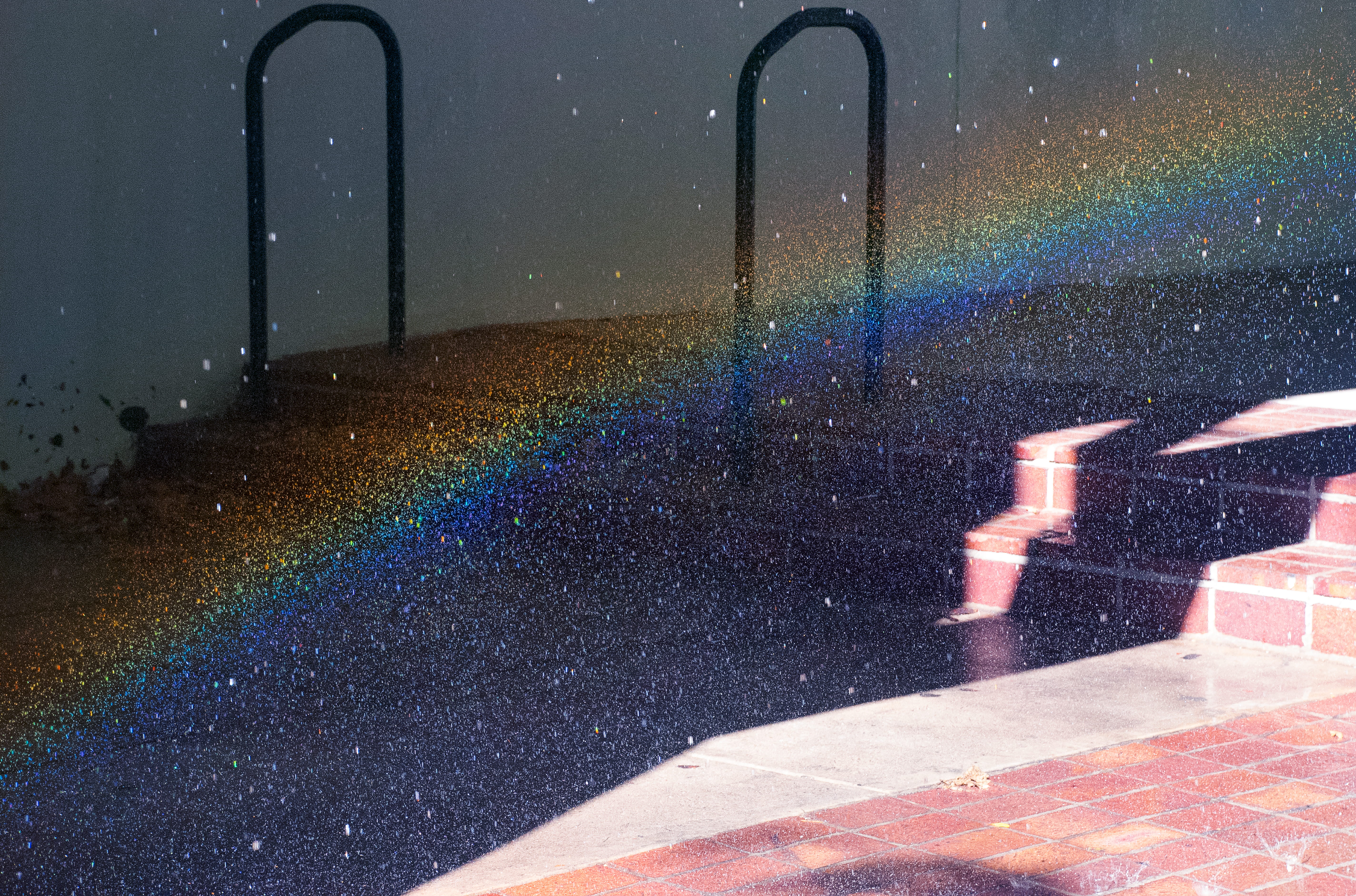 shadow, road, brown, street, untitled, rainbow, spectrum of light, 5K, abstract, night, built structure, wet, outdoors, building exterior, prism, tiles, HD Wallpaper