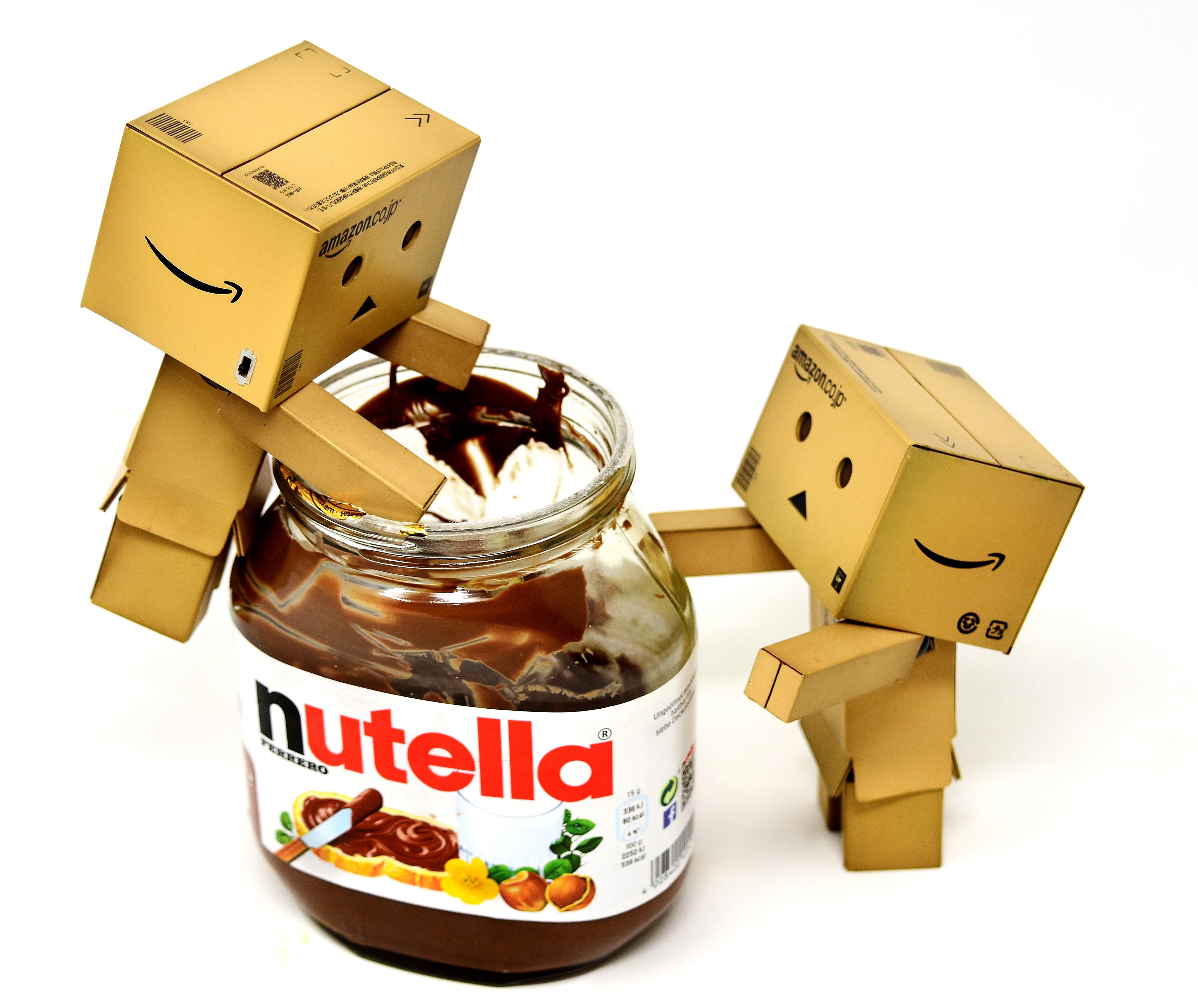 danbo, food, cut out, appliance, cardboards, container, chocolate, close-up, two, man made, white background, food and drink, text, 4K, drink, funny, no people, HD Wallpaper