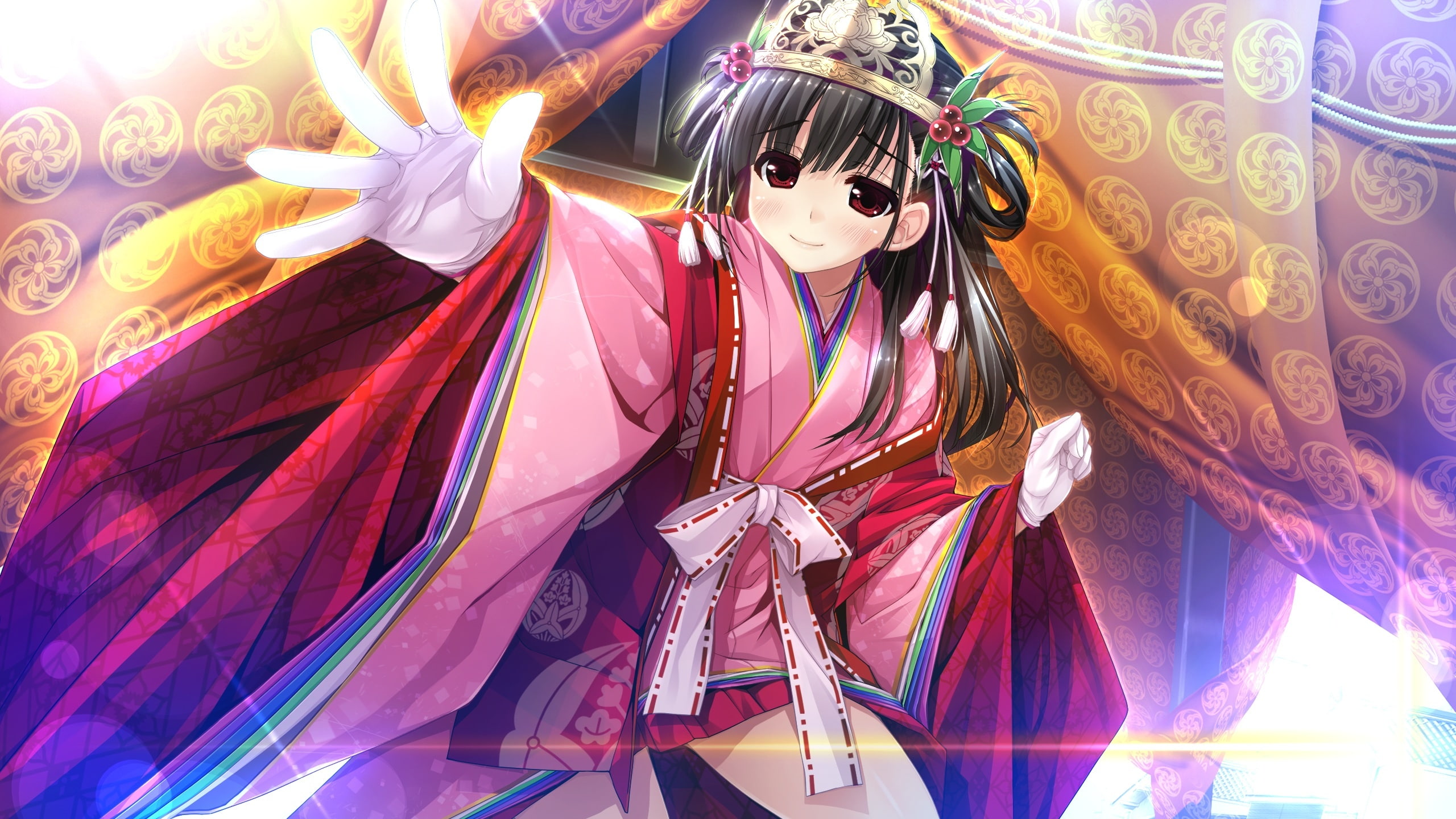 long, clothes, 247214, blush, yamagami, minamo, black, hair, konachan, clochette, shintaro, ni!, japanese, com, eyes, 2K, gloves, haruru, game, miori, HD Wallpaper