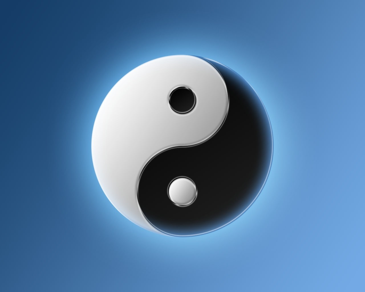 symbols, Yin And Yang, 720P, Blue Background, HD Wallpaper