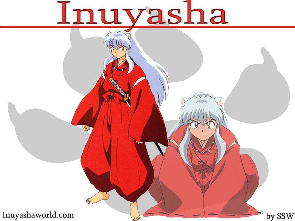 dog, grey, art, 480P, iyuasha, hd, red, anime, inuyasha, white, bad, HD Wallpaper