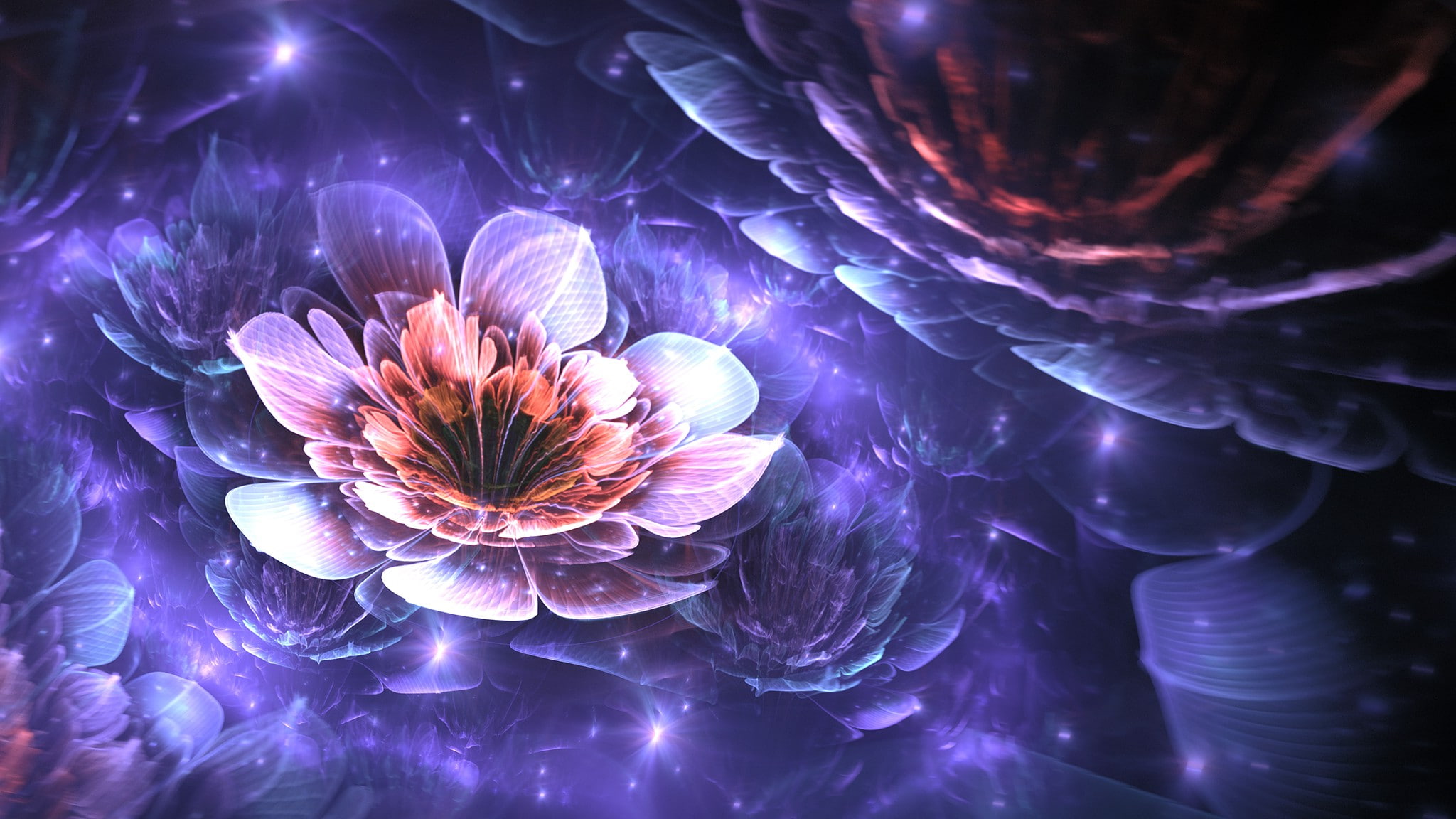 digital art, flowering plant, fragility, flower head, flowers, purple, animal, plant, no people, flower, animal themes, growth, vulnerability, beauty in nature, HD Wallpaper