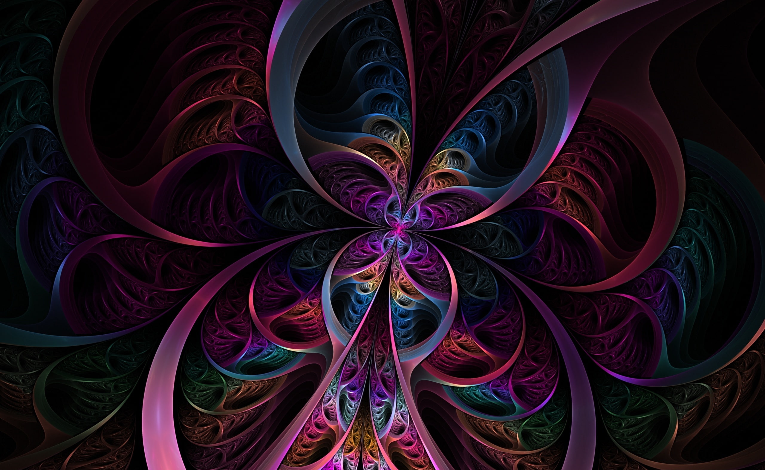 indoors, illuminated, art and craft, creativity, butterfly, Abstract, apophysis, purples, browns, black background, neon, blues, psychedelic, close-up, HD Wallpaper