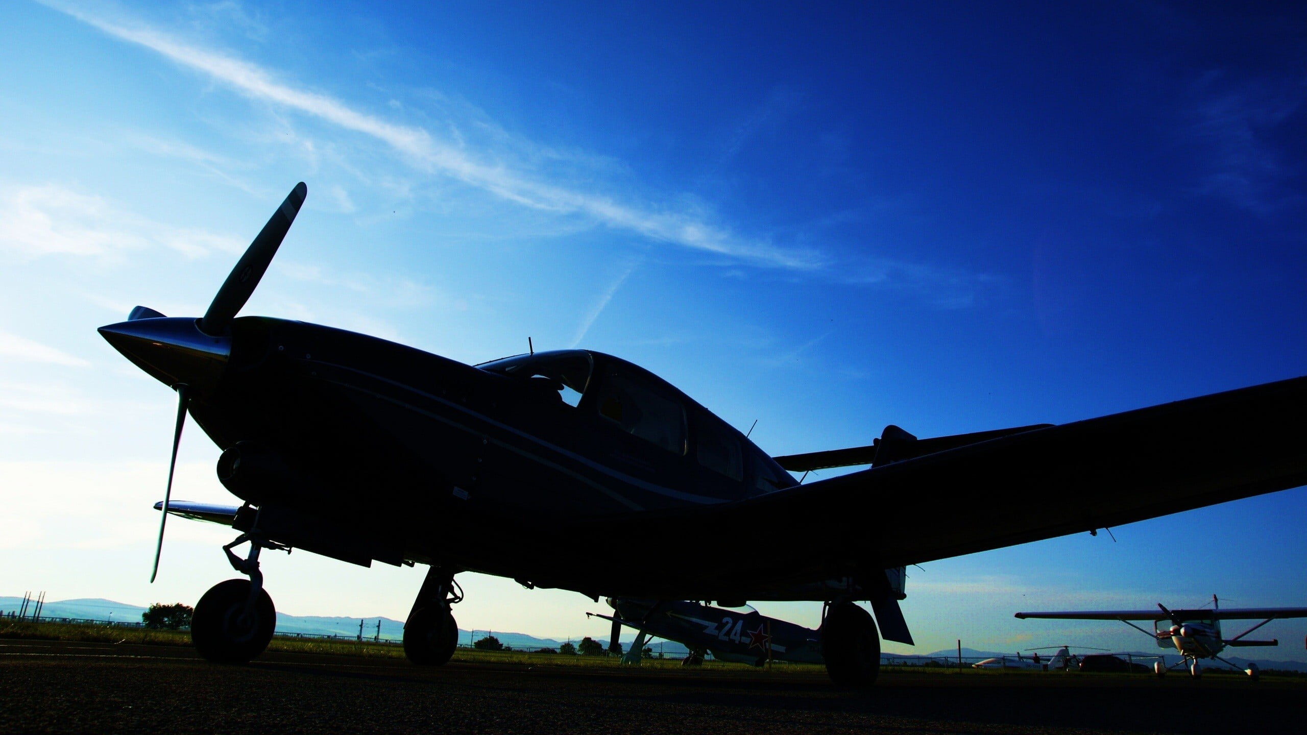 plane, blue, military, airplane, travel, silhouette, cloud - sky, luxury, day, 2K, no people, stationary, photo, air vehicle, nature, aircraft wing, mode of transportation, HD Wallpaper