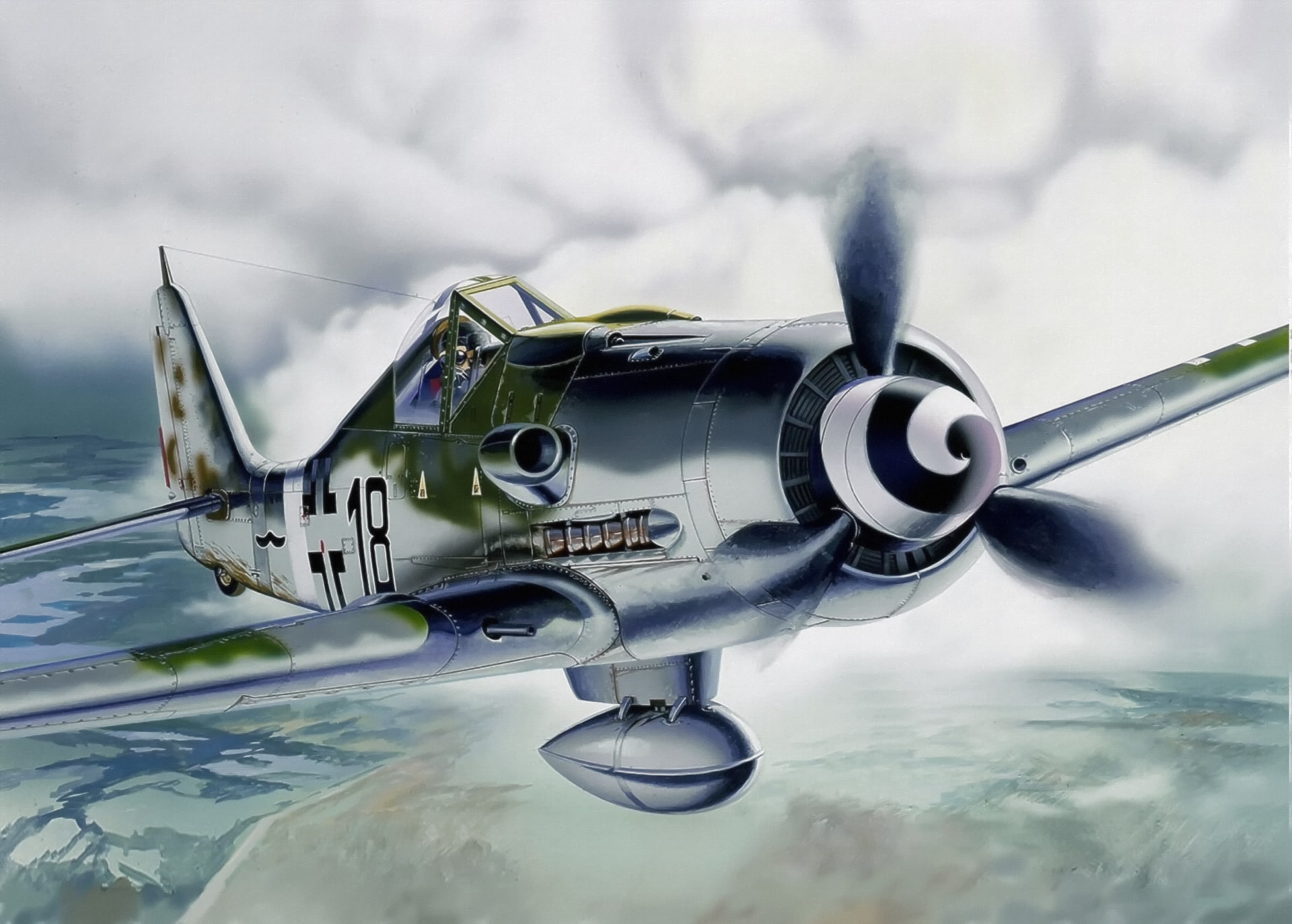 plane, outdoors, ww2, travel, fighter plane, sky, day, mode of transportation, illustration, no people, propeller, flying, nature, Fw 190 D-9, close-up, HD Wallpaper