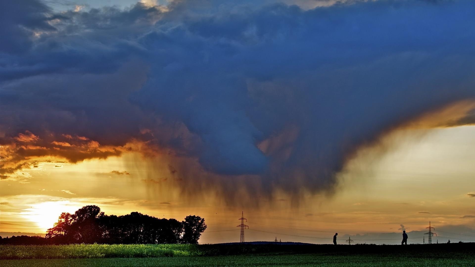 rain, nature and landscapes, clouds, rural, 1080P, fields, HD Wallpaper