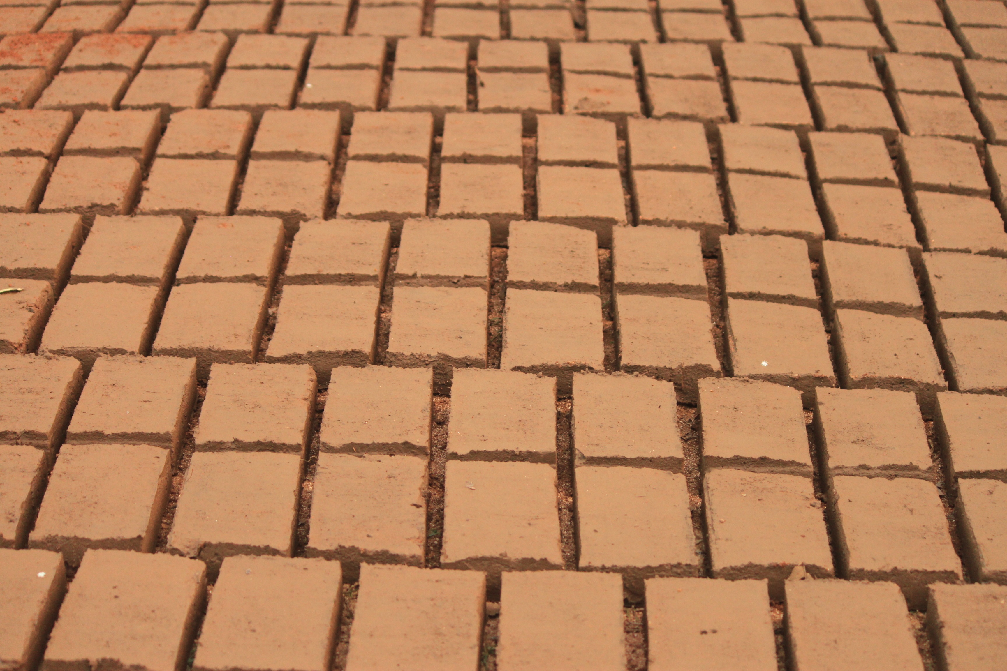 building, paving stone, 2K, no people, full frame, nature, arrangement, shape, design, outdoors, sunlight, high angle view, banyumas, red, brown, in a row, HD Wallpaper