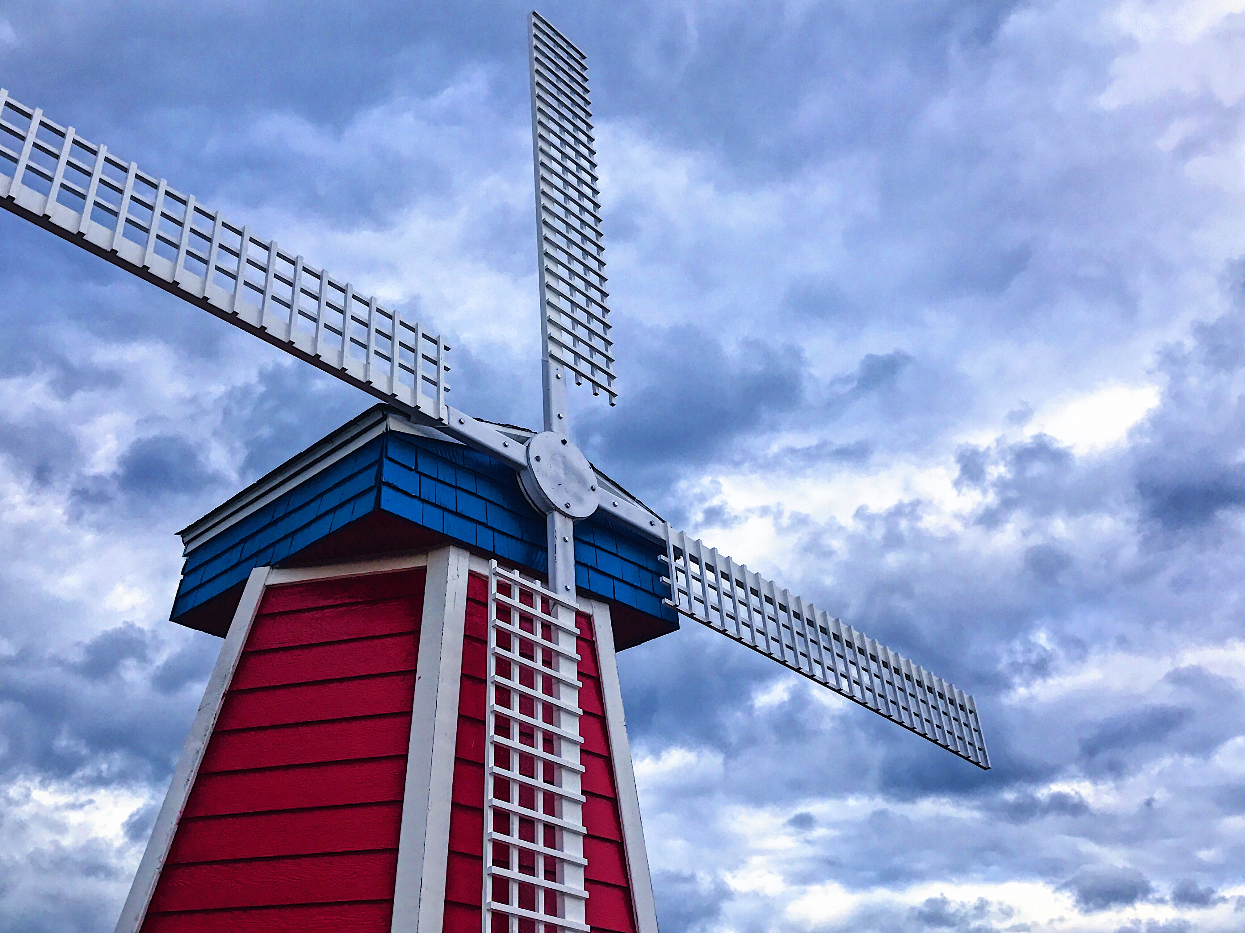 turbine, building, traditional windmill, engine, mill, no people, technology, sustainable resources, red, environment, motor, wind turbine, power, landscape, HD Wallpaper