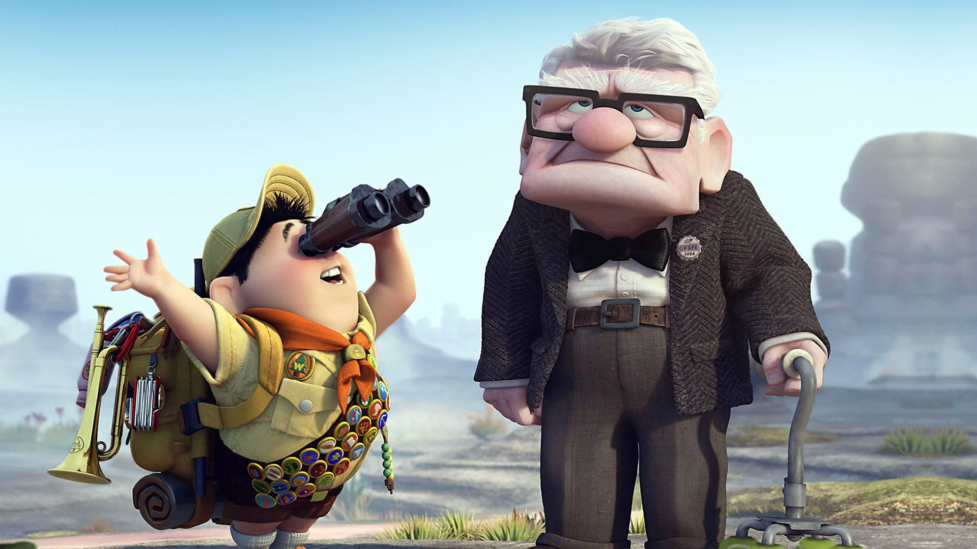 representation, lifestyles, security, Movie, front view, glasses, Carl Fredricksen, three quarter length, real people, nature, day, holding, sky, people, HD Wallpaper