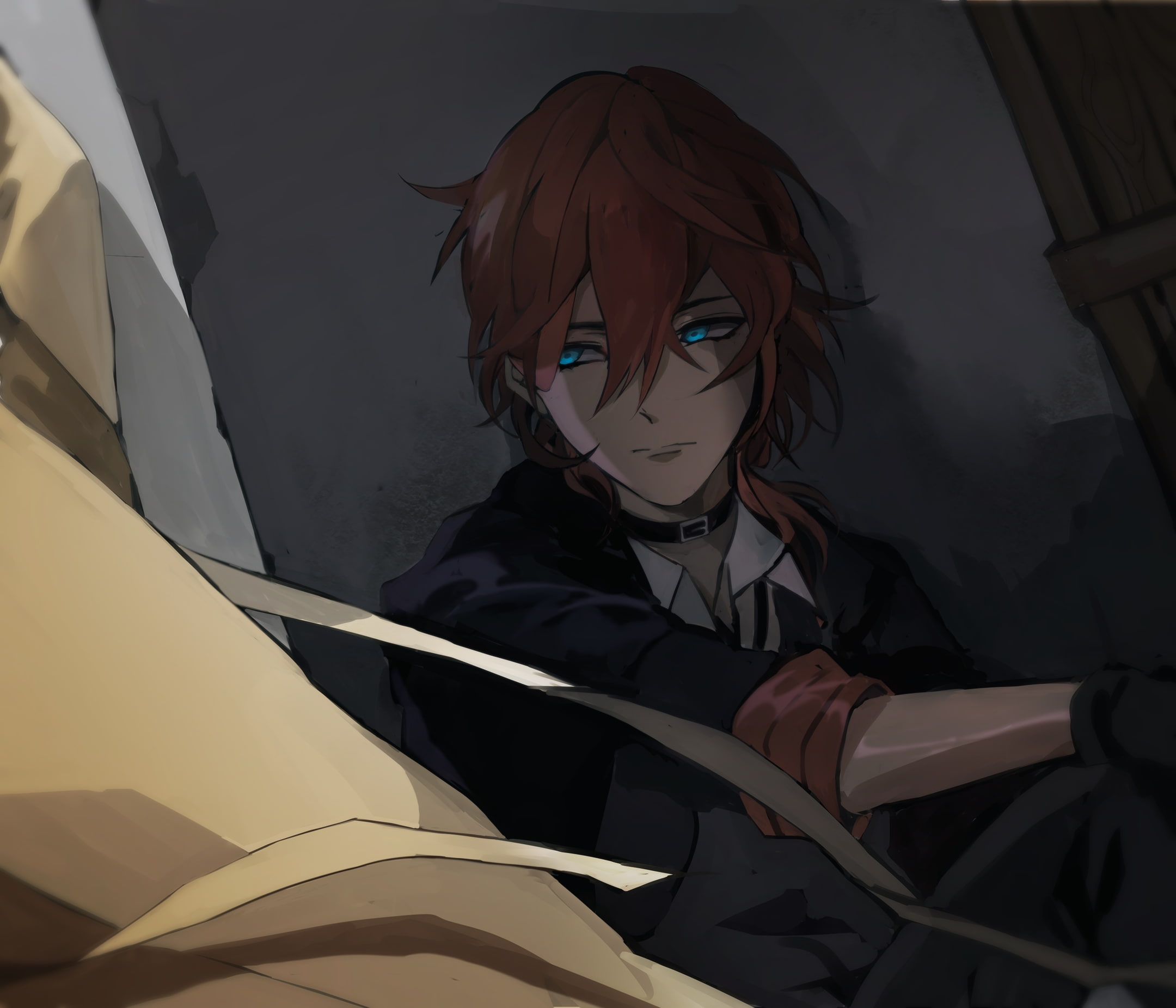 home interior, bungou stray dogs, young adult, real people, lifestyles, leisure activity, clothing, Anime, one person, costume, casual clothing, nakahara chuuya, HD Wallpaper