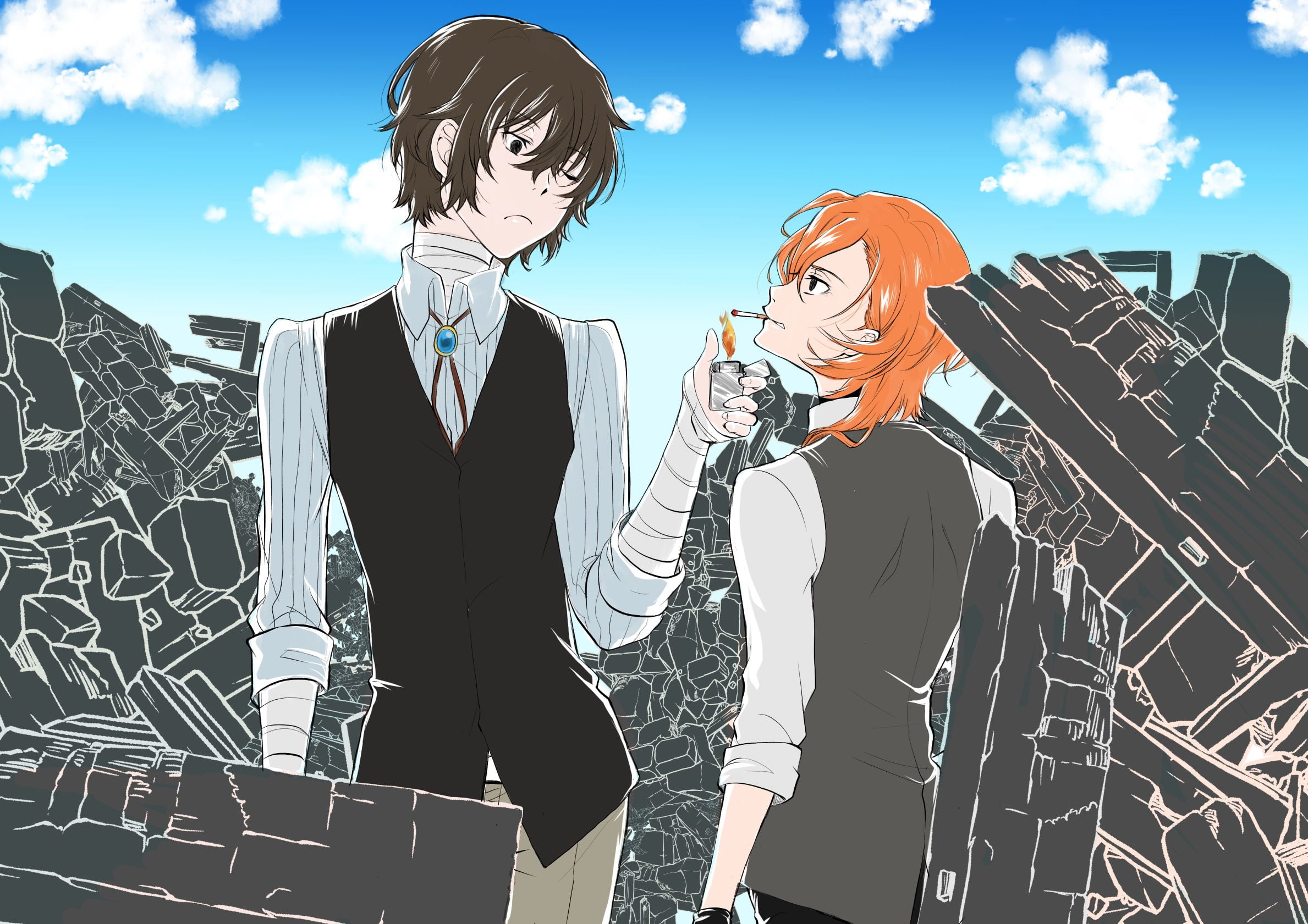 Osamu Dazai, 1080P, Chuuya Nakahara, Anime, Bungou Stray Dogs, HD Wallpaper