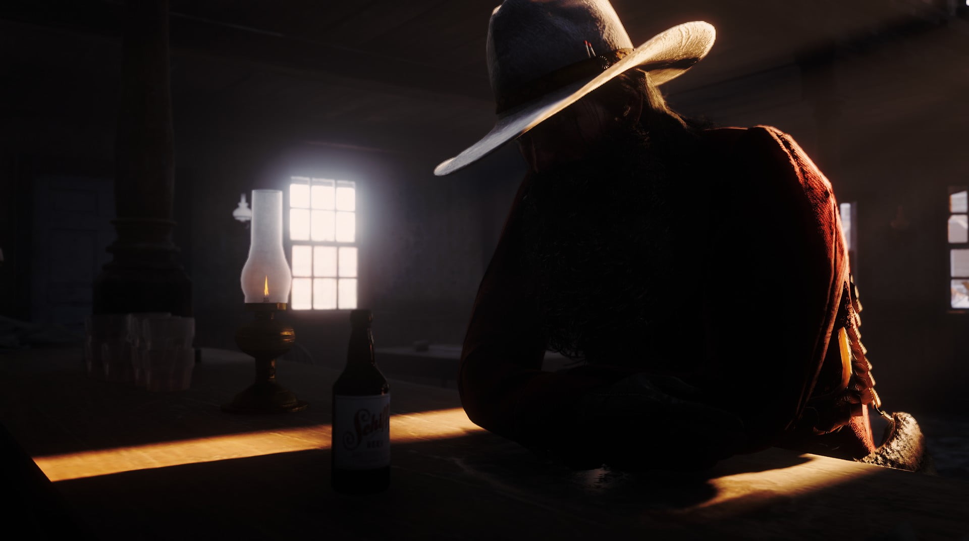 video games, 1080P, cowboy, John Marston, Red Dead Redemption, Red Dead Redemption 2, beer, screen shot, HD Wallpaper