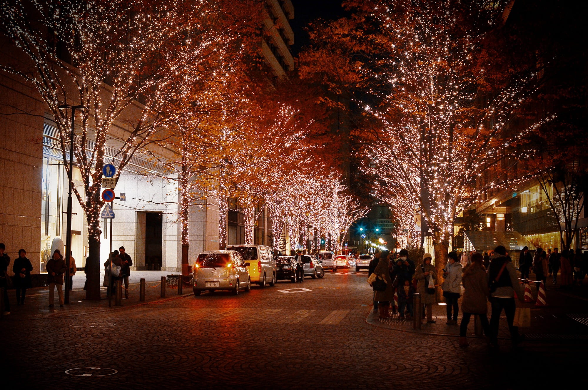 street Light, people, real people, building exterior, Christmas, architecture, street, travel, Ginza, trees, tourism, group of people, city Life, outdoors, HD Wallpaper
