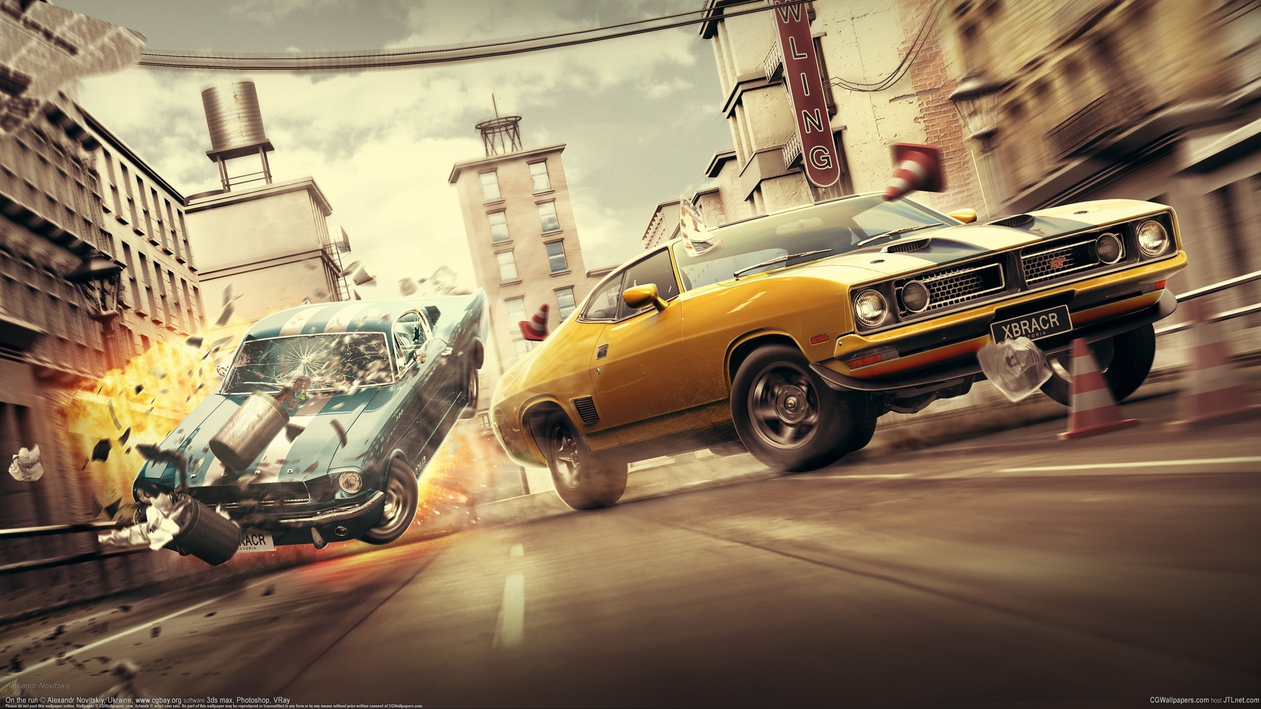 car, road, taxi, retro styled, architecture, yellow, mode of transportation, race, motion, building exterior, travel, transportation, yellow taxi, auto, HD Wallpaper