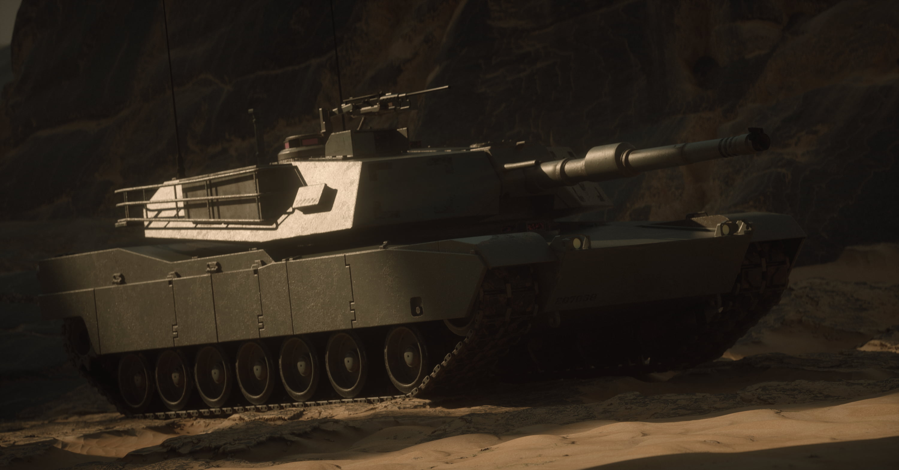 2K, landscape, digital, desert, tank, OctaneRender, military, render, HD Wallpaper