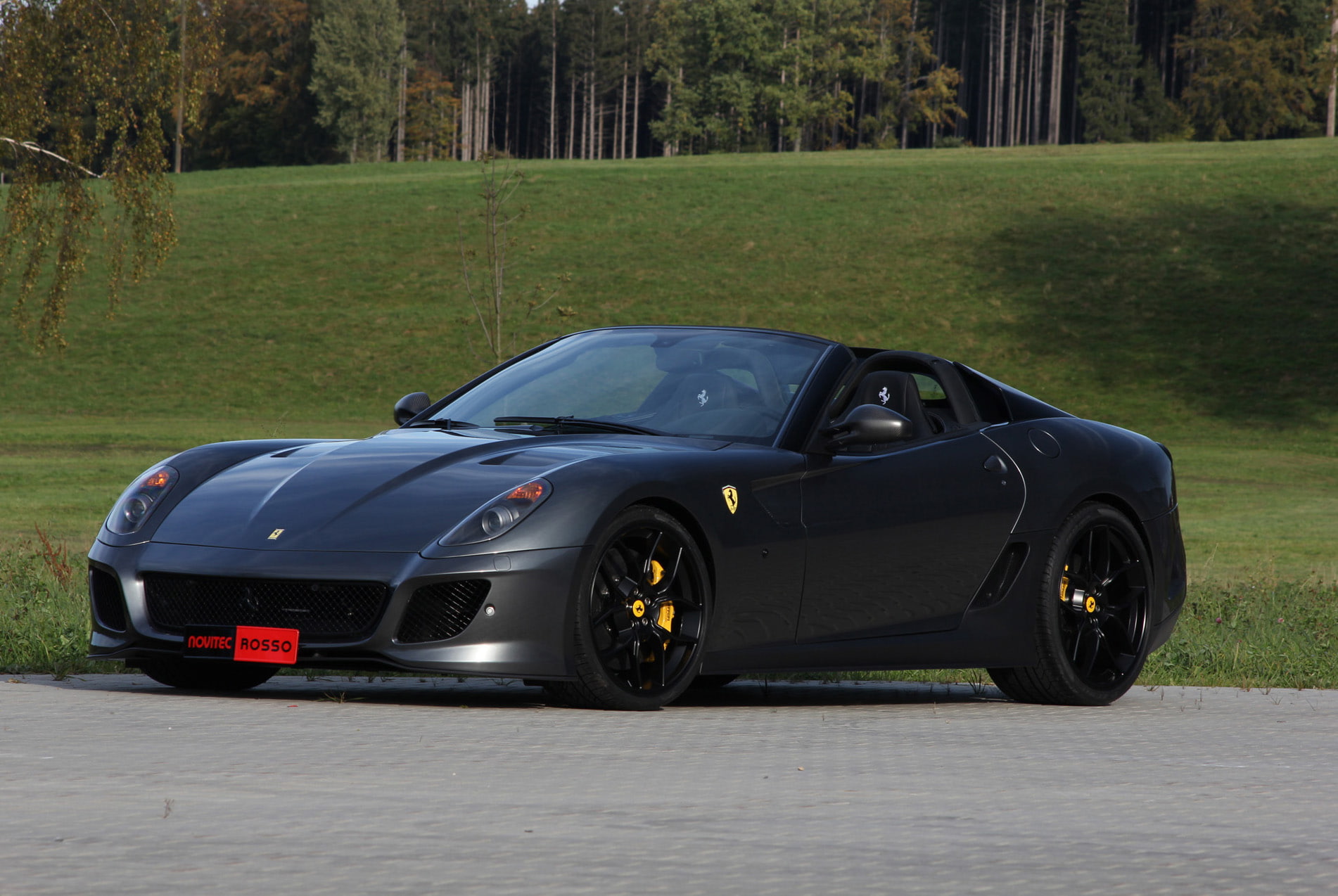 green color, outdoors, transportation, convertible, grass, novitec, land, luxury, day, aperta, sa, no people, black color, wheel, sunlight, 720P, ferrari, HD Wallpaper