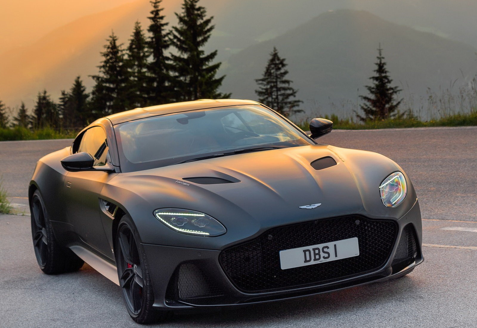 shiny, road trip, sports car, dbs, 720P, tree, mountain, xenon, luxury, environment, superleggera, mode of transportation, racecar, plant, no people, transportation, HD Wallpaper