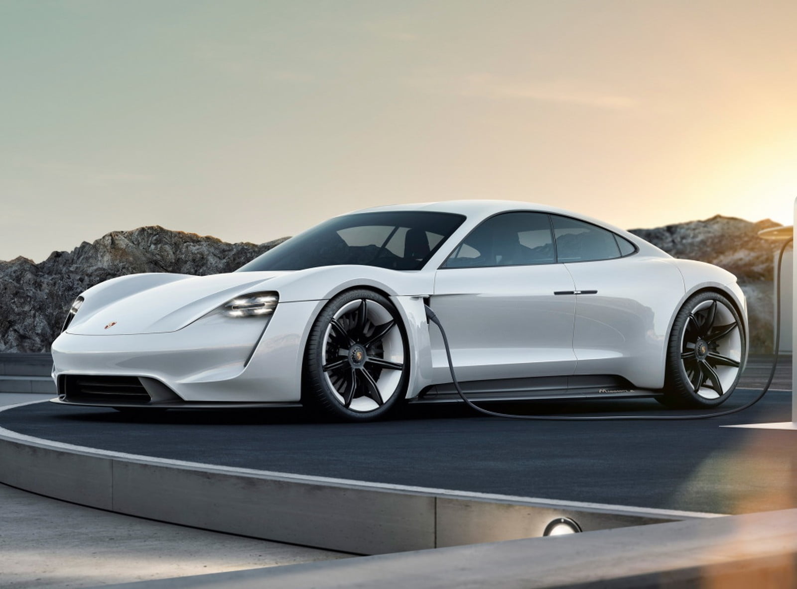 speed, land vehicle, nature, stationary, taycan, sky, sunset, wealth, modern, motor vehicle, wheel, chrome, porsche, retro styled, copy space, mode of transportation, HD Wallpaper