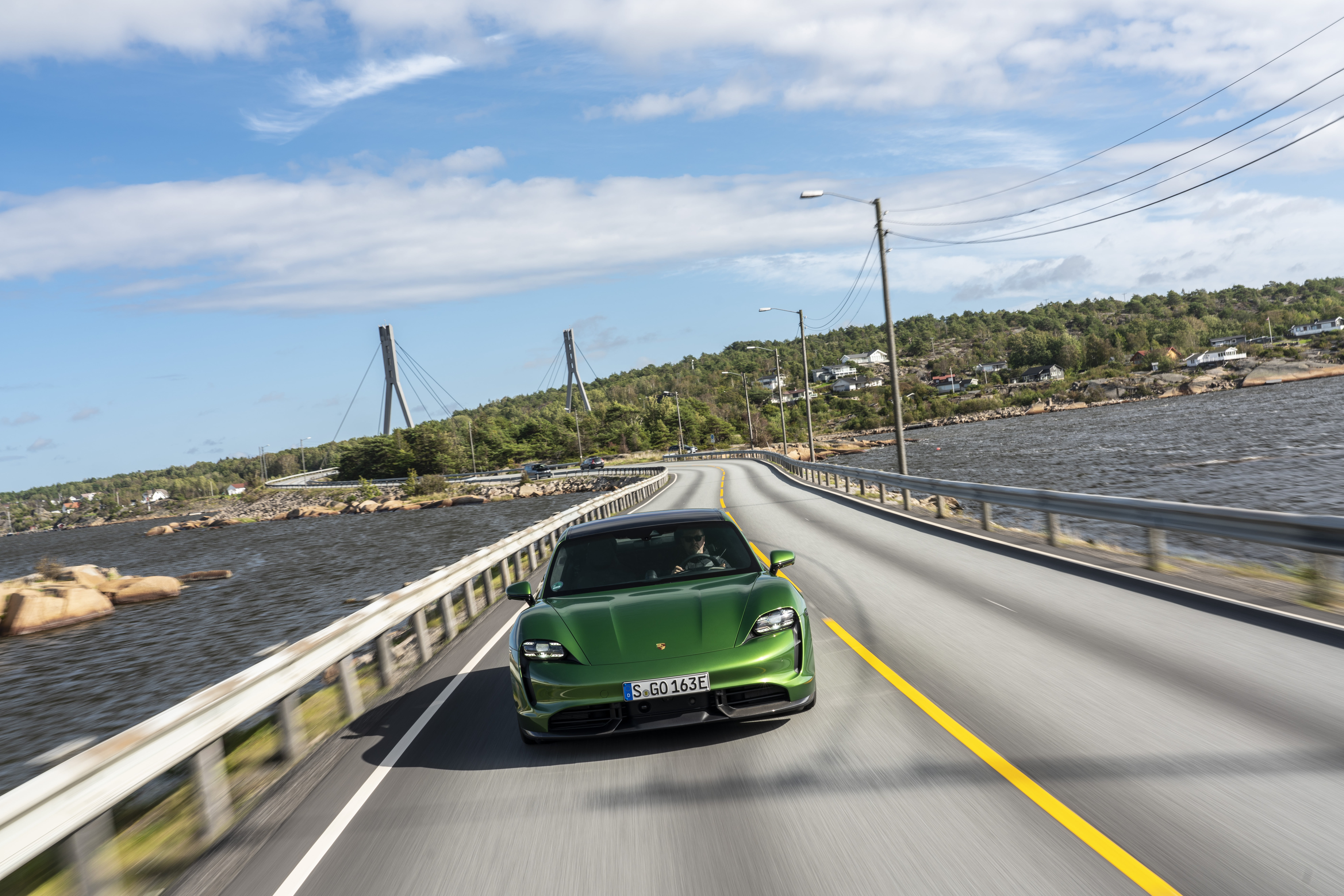 Porsche Taycan Turbo S, Porsche, Sport Car, Porsche Taycan, Green Car, Vehicle, 8K, Car, HD Wallpaper