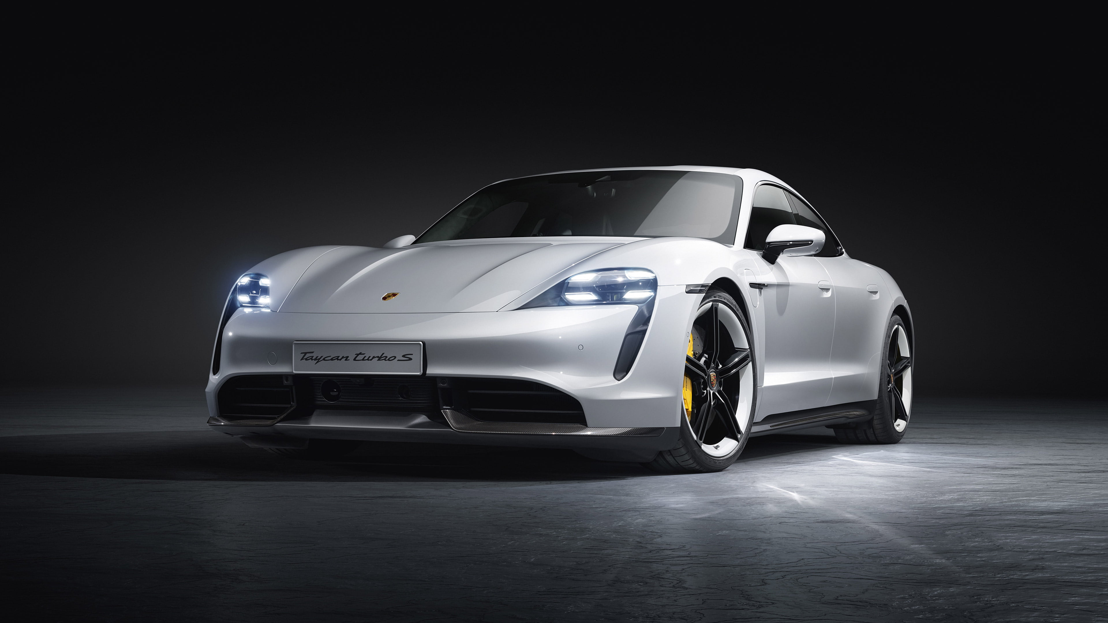 4K, Porsche Taycan, vehicle, car, spotlights, HD Wallpaper