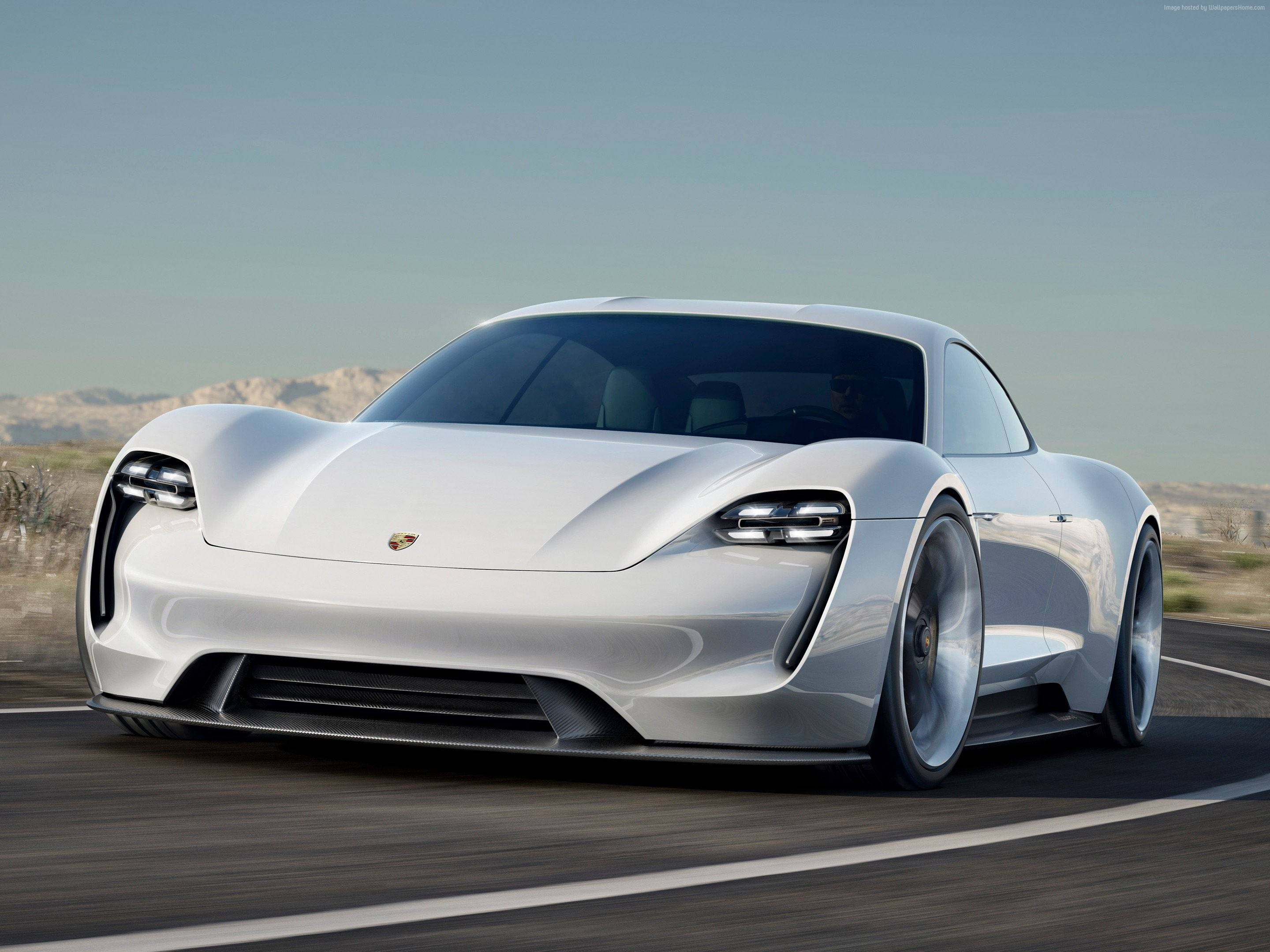 white, Electric Cars, 2K, supercar, Porsche Mission E, 800v, HD Wallpaper