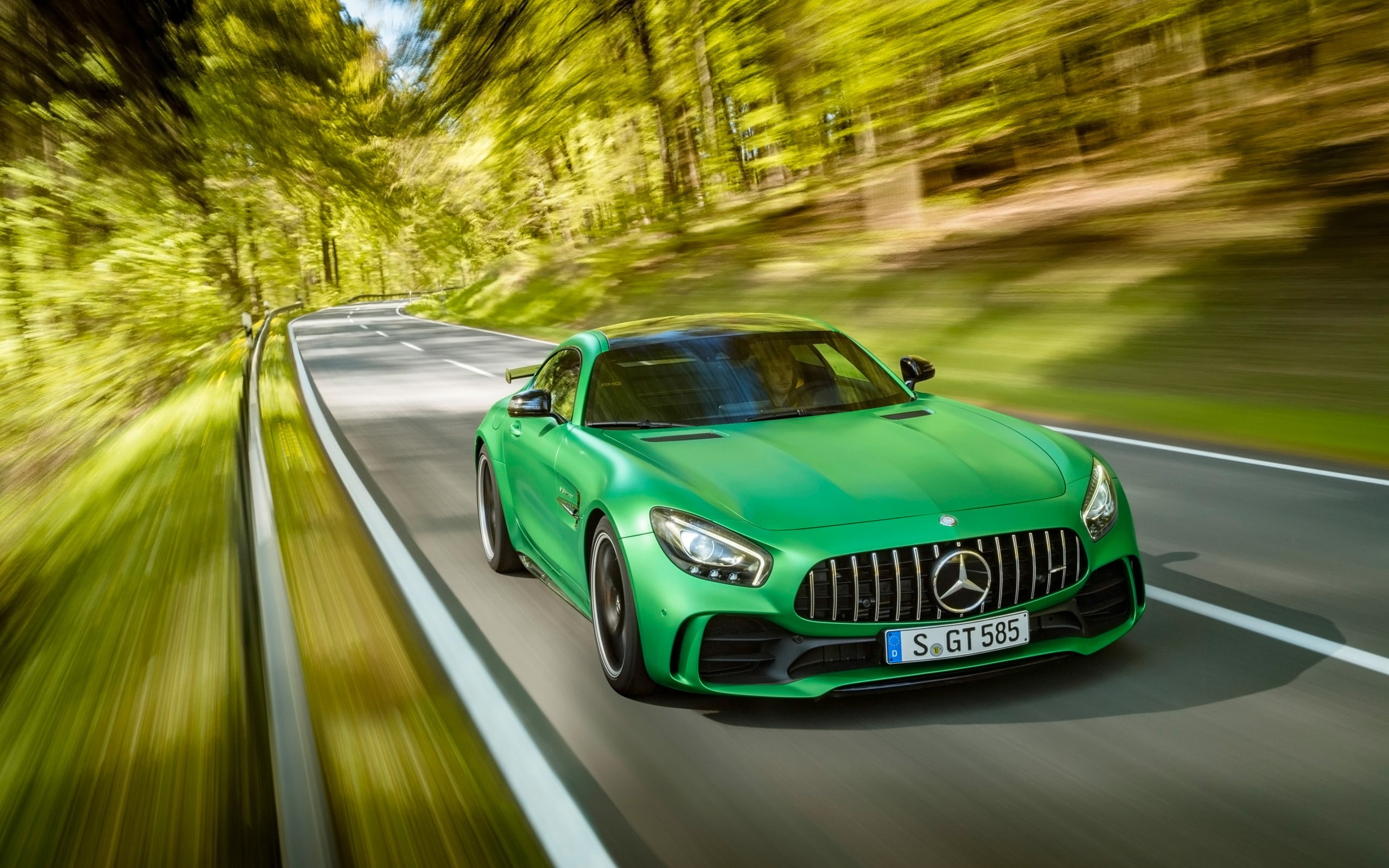 amg, car, benz, land vehicle, green, gtr, day, coupe, road trip, travel, motor vehicle, blurred motion, motion, plant, transportation, outdoors, mercedes, HD Wallpaper