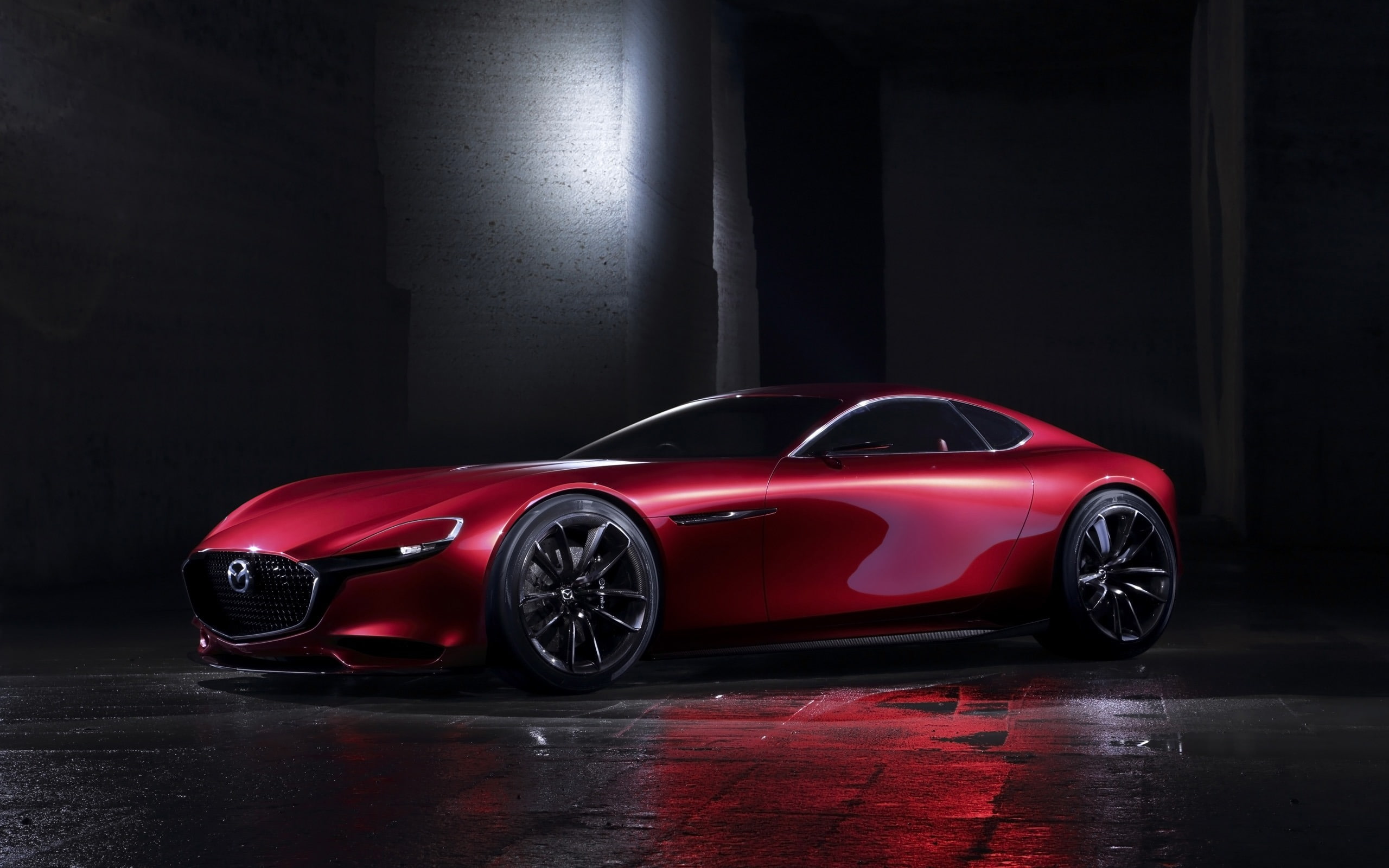modern, coupe, racecar, luxury, land vehicle, copy space, transportation, red, shiny, illuminated, rx, motor vehicle, wealth, black color, speed, HD Wallpaper