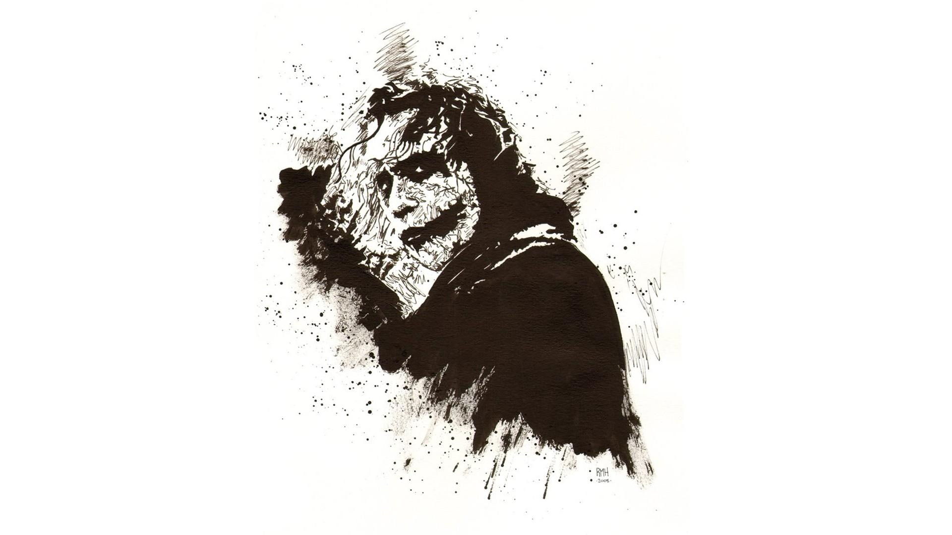 digital art, 1080P, Joker, Batman, white  background, HD Wallpaper