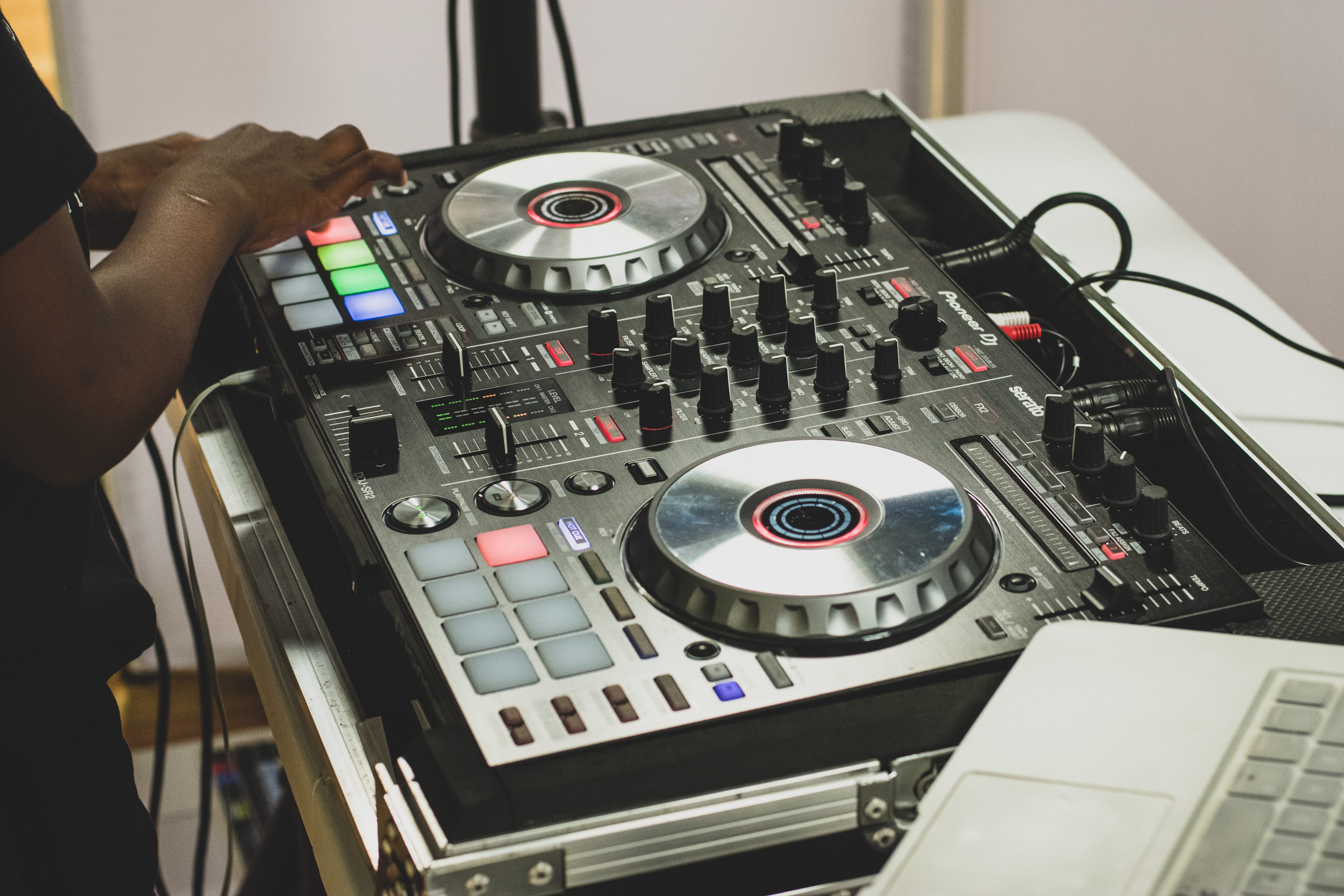 Analogue, human body part, sound, high angle view, close-up, console, mixer, instrument, 5K, human hand, phonograph record, recording, device, technology, HD Wallpaper