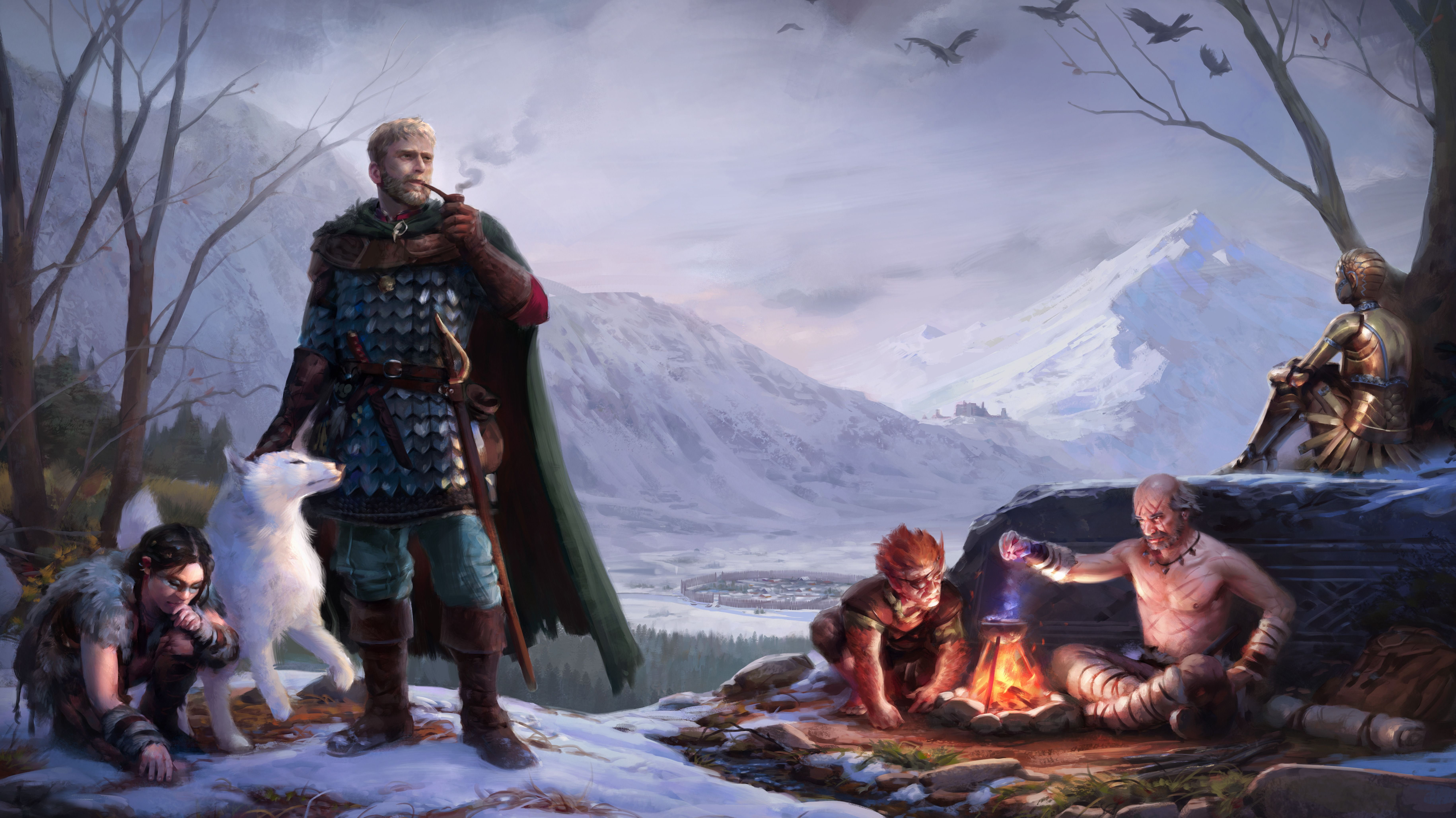 fire - natural phenomenon, nature, people, holiday, leisure activity, fire, mountain, cold temperature, winter, full length, women, real people, pillars of eternity 2 deadfire, HD Wallpaper