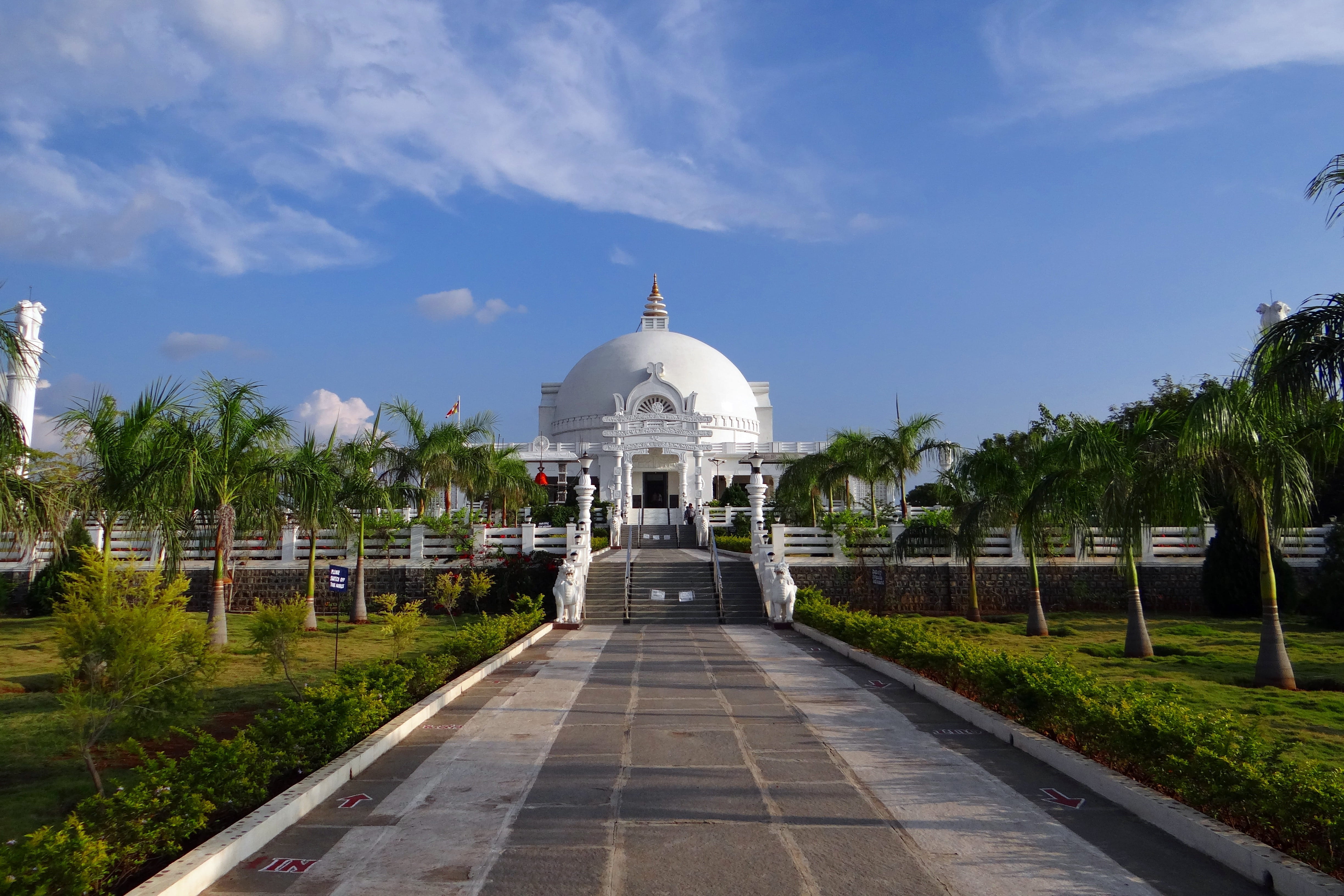 cloud - sky, nature, building exterior, Vihar, travel destinations, spirituality, place of worship, building, Buddhism, plant, travel, Gulbarga, 4K, tree, HD Wallpaper