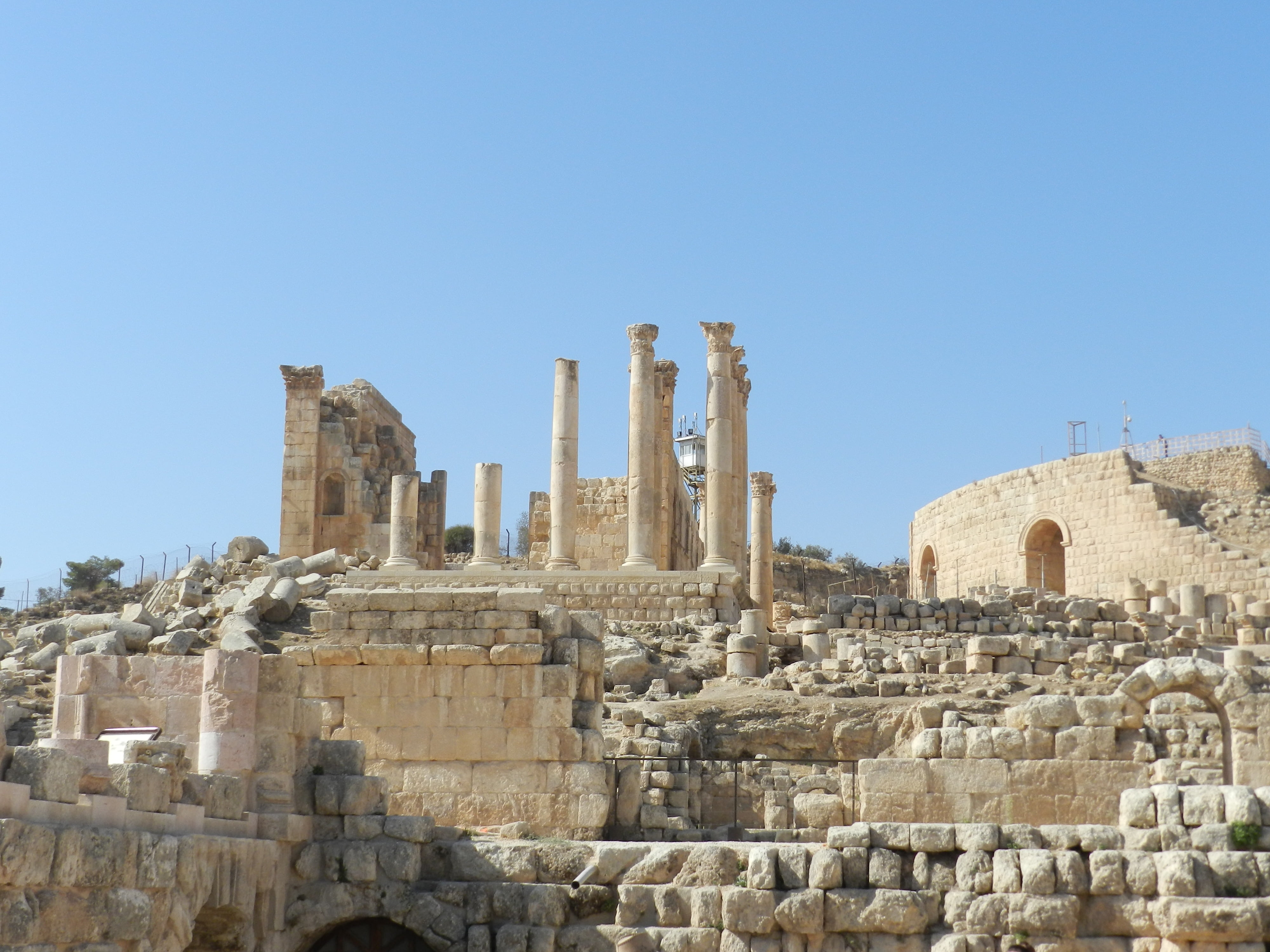 stone wall, old ruin, travel, tourism, day, copy space, jordan, old, ancient, travel destinations, ancient civilization, the past, sky, architectural column, HD Wallpaper