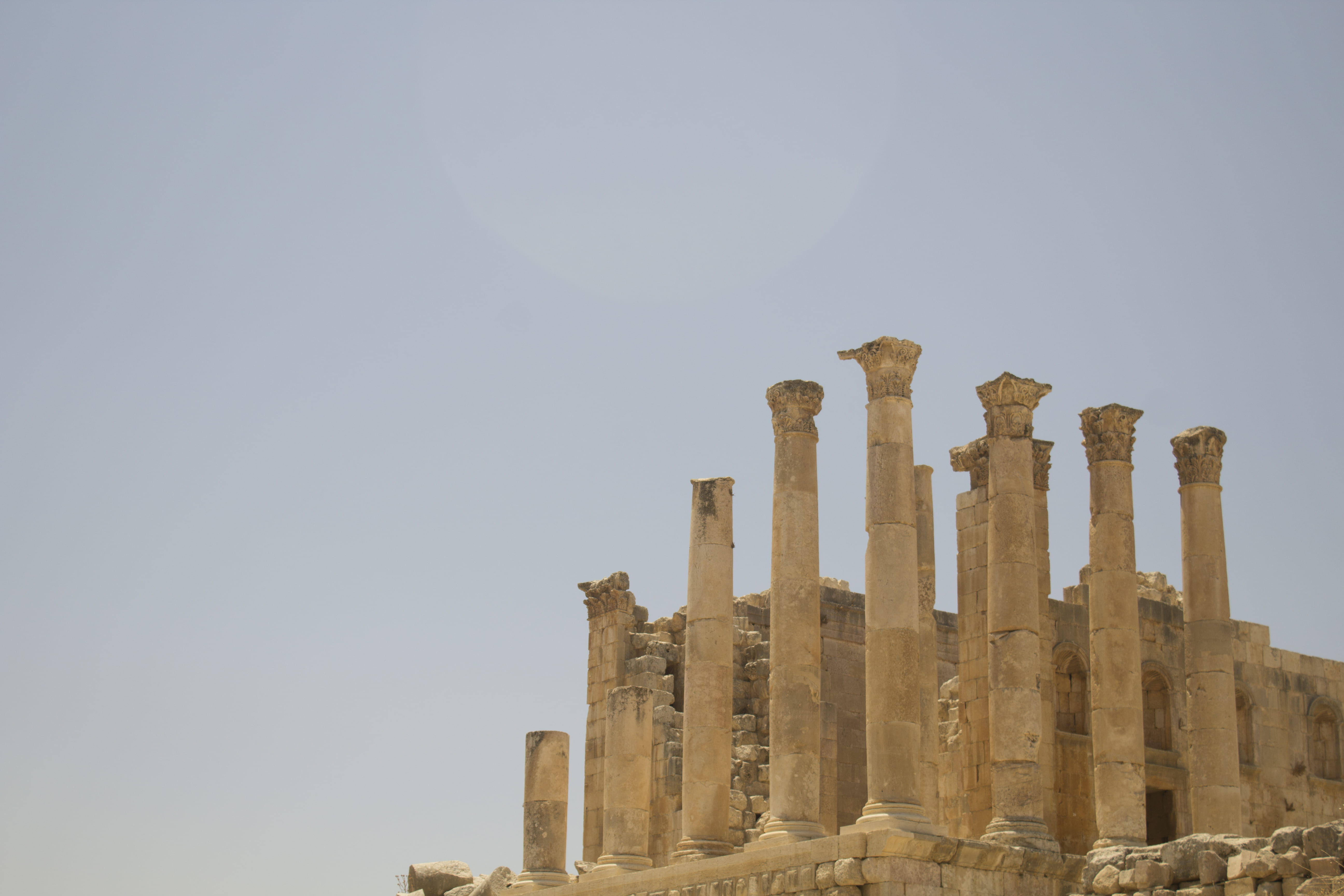history, travel, old ruin, outside, the past, place of worship, ancient, old, landmark, 5K, column, architecture, sky, jerash, ancient civilization, exterior, HD Wallpaper