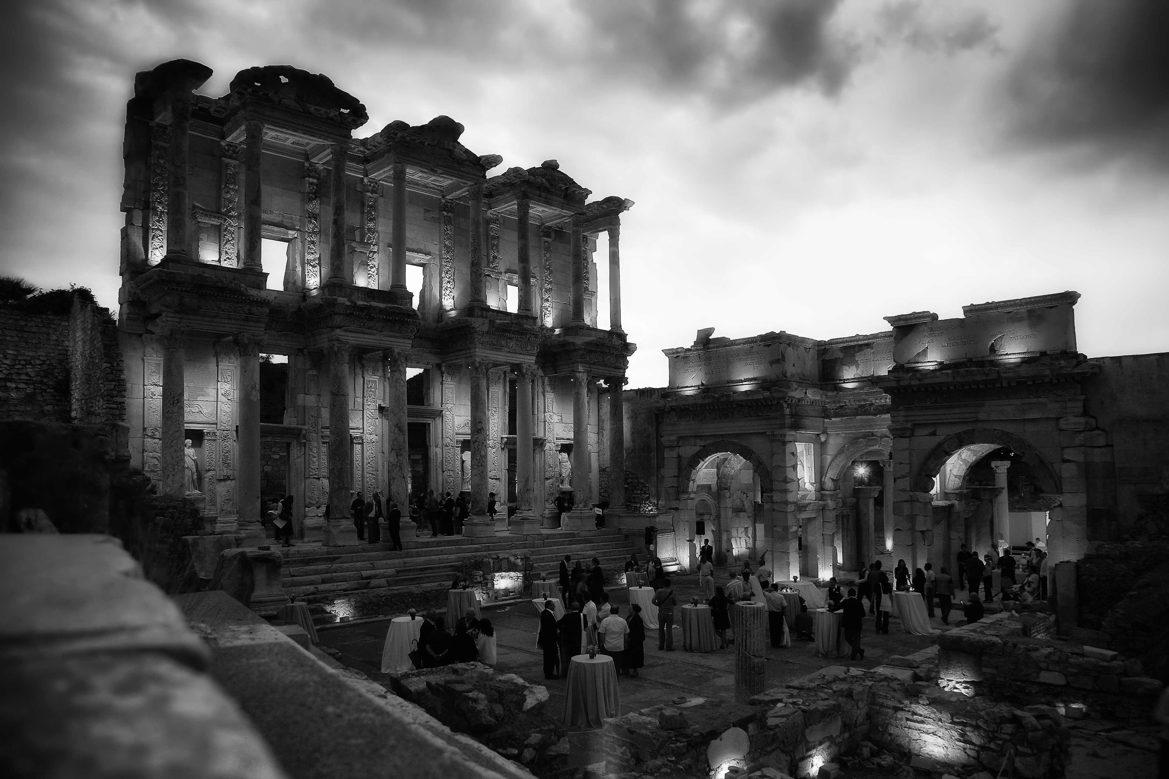 architecture, old, temple, sky, nature, ancient civilization, architectural column, landmark, arch, place of worship, old ruin, night, photography, ephesus, HD Wallpaper